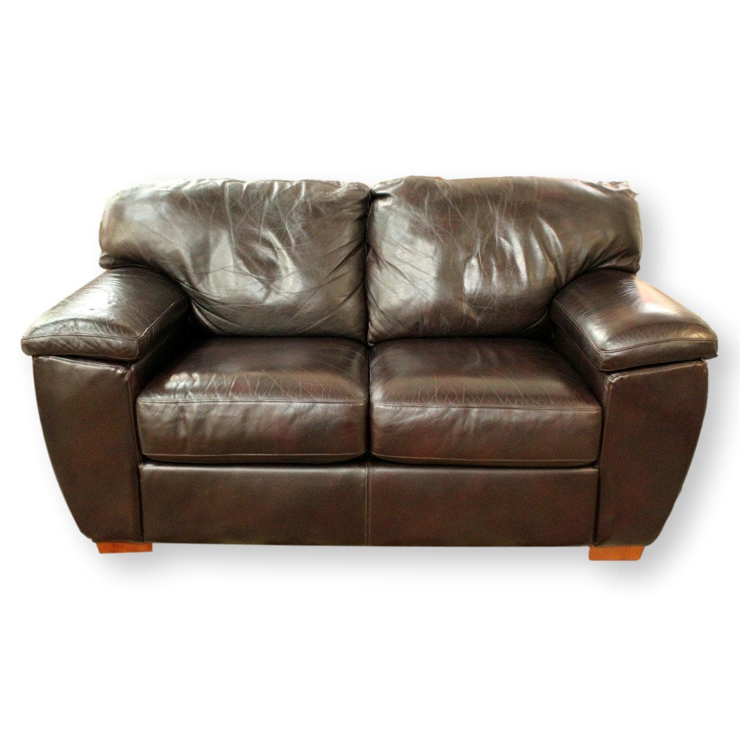La-Z-Boy Leather Loveseat - Dark Brown - Image 1