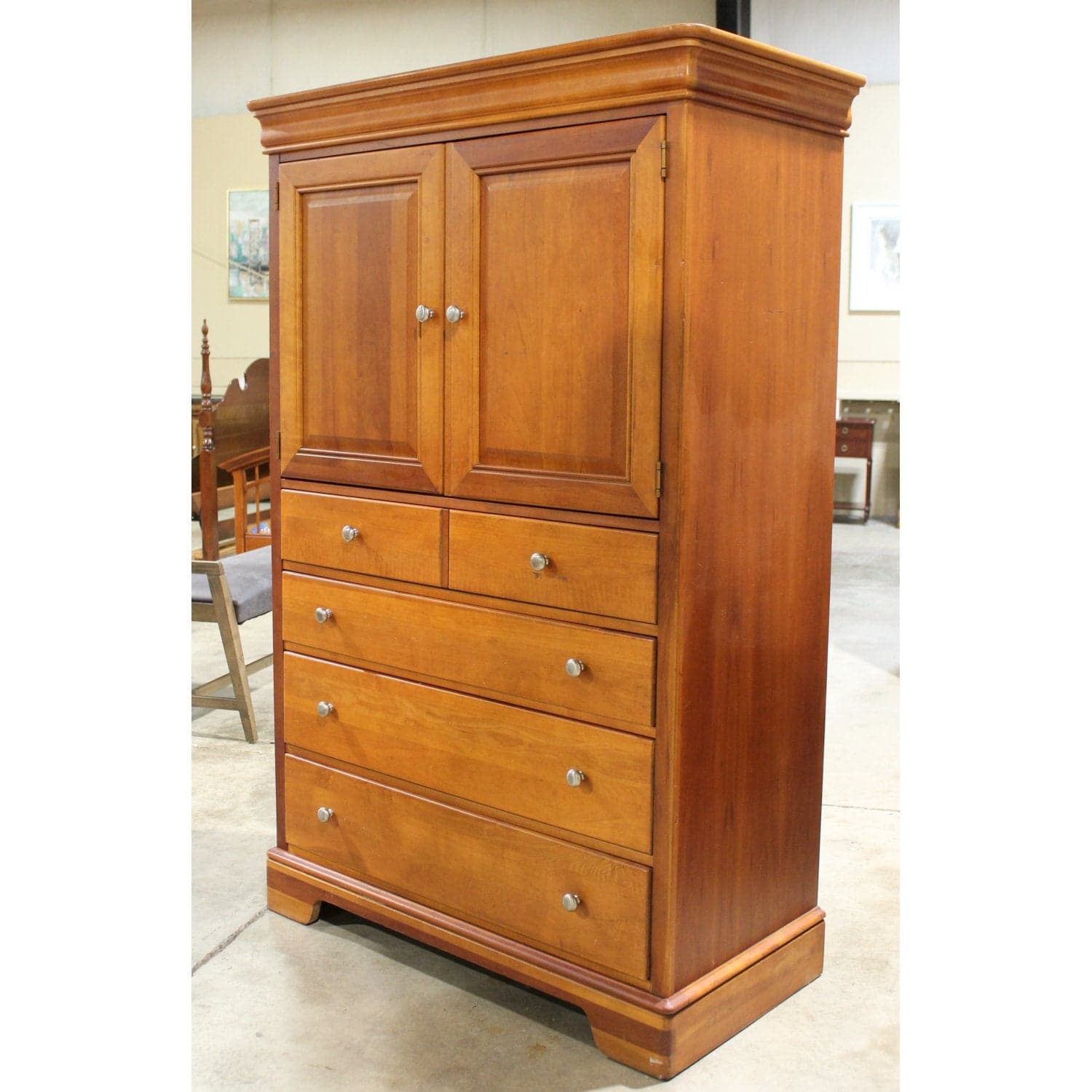Stanley Furniture Cherry Wardrobe Armoire - Cherry Finish - Thumbnail 5