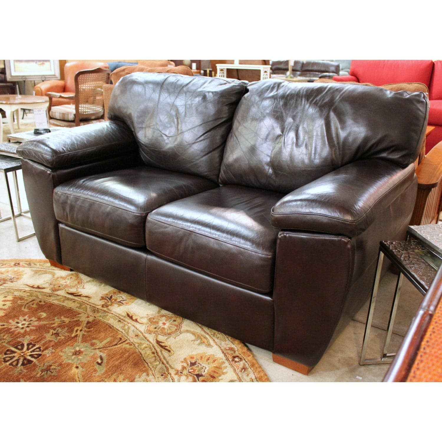 La-Z-Boy Leather Loveseat - Dark Brown - Thumbnail 3