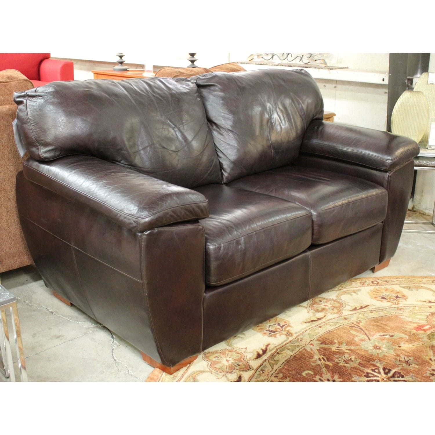La-Z-Boy Leather Loveseat - Dark Brown - Thumbnail 2
