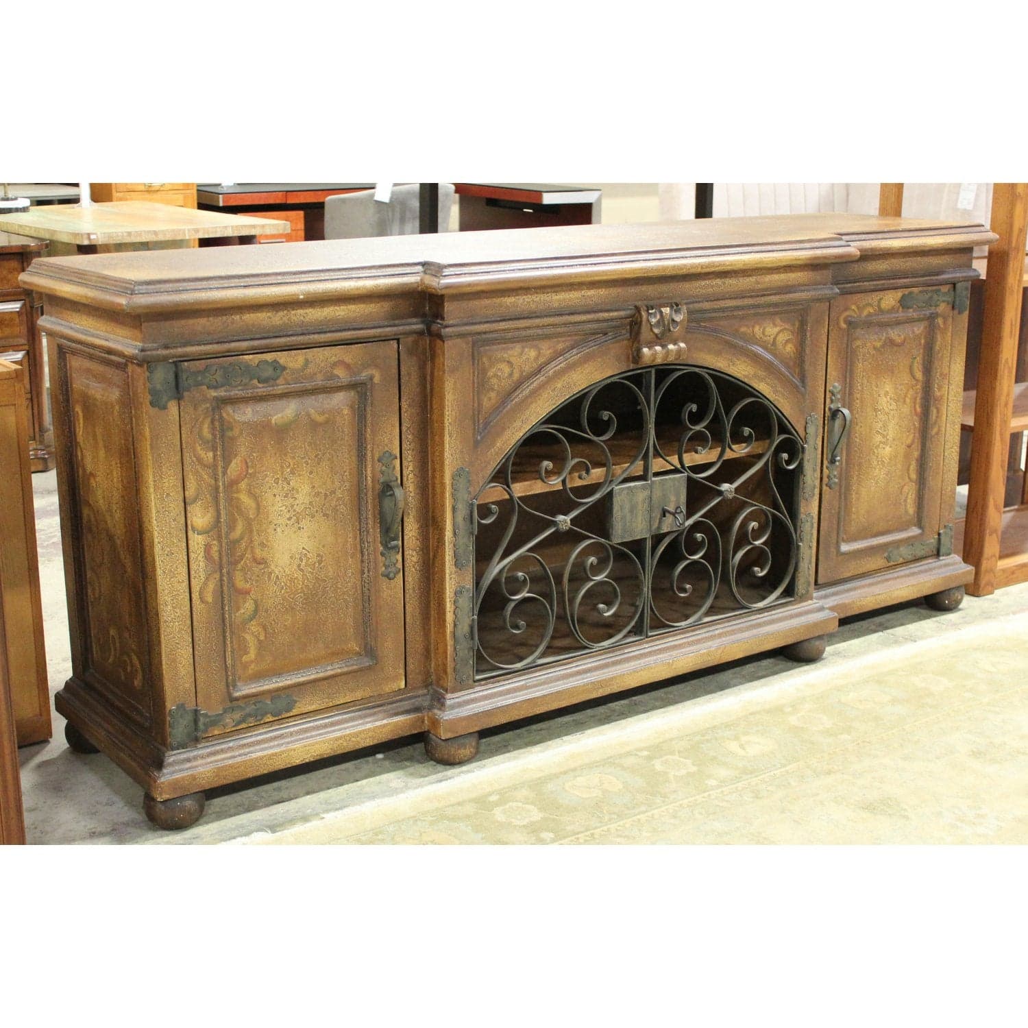 Accents of Salado Rustic Mediterranean Sideboard w/Scrolling Iron Doors - Thumbnail 3