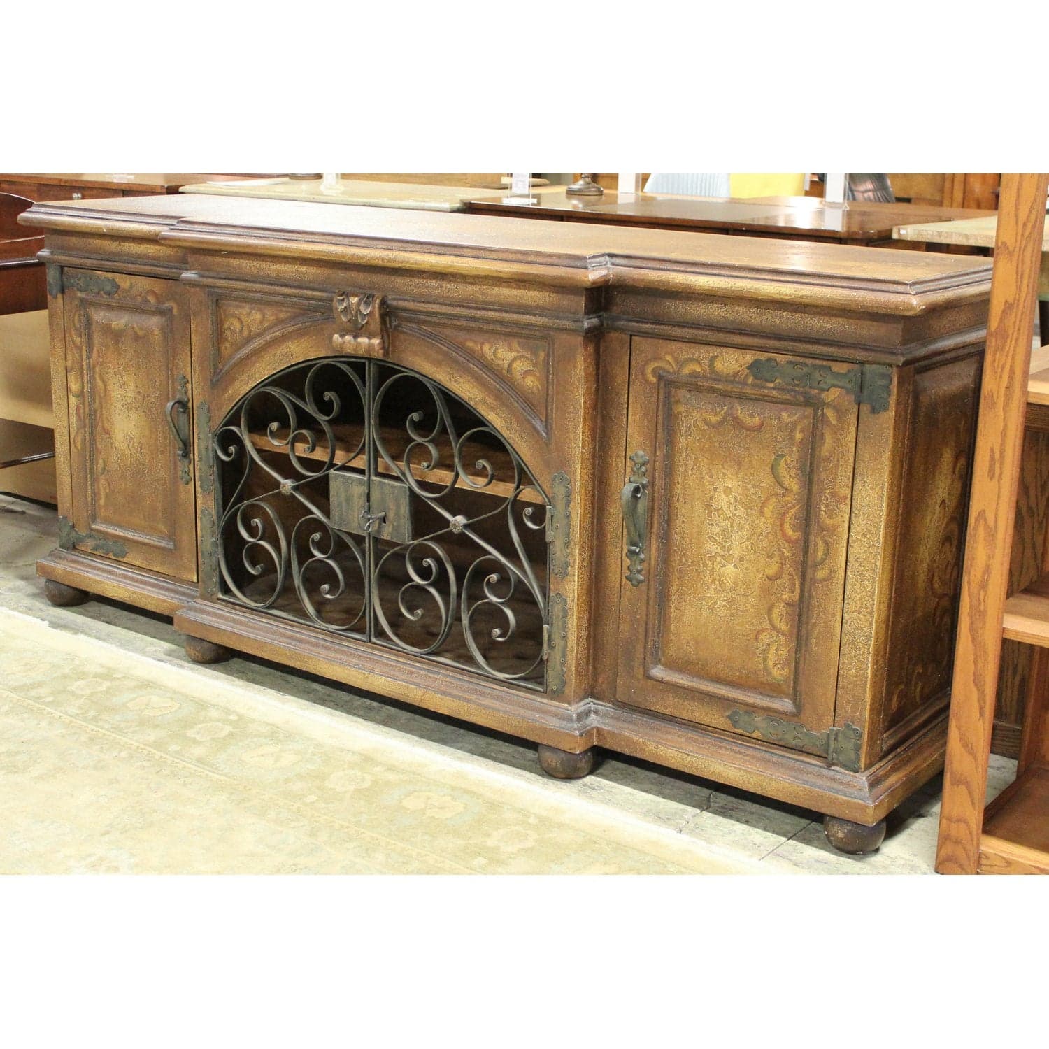 Accents of Salado Rustic Mediterranean Sideboard w/Scrolling Iron Doors - Thumbnail 4