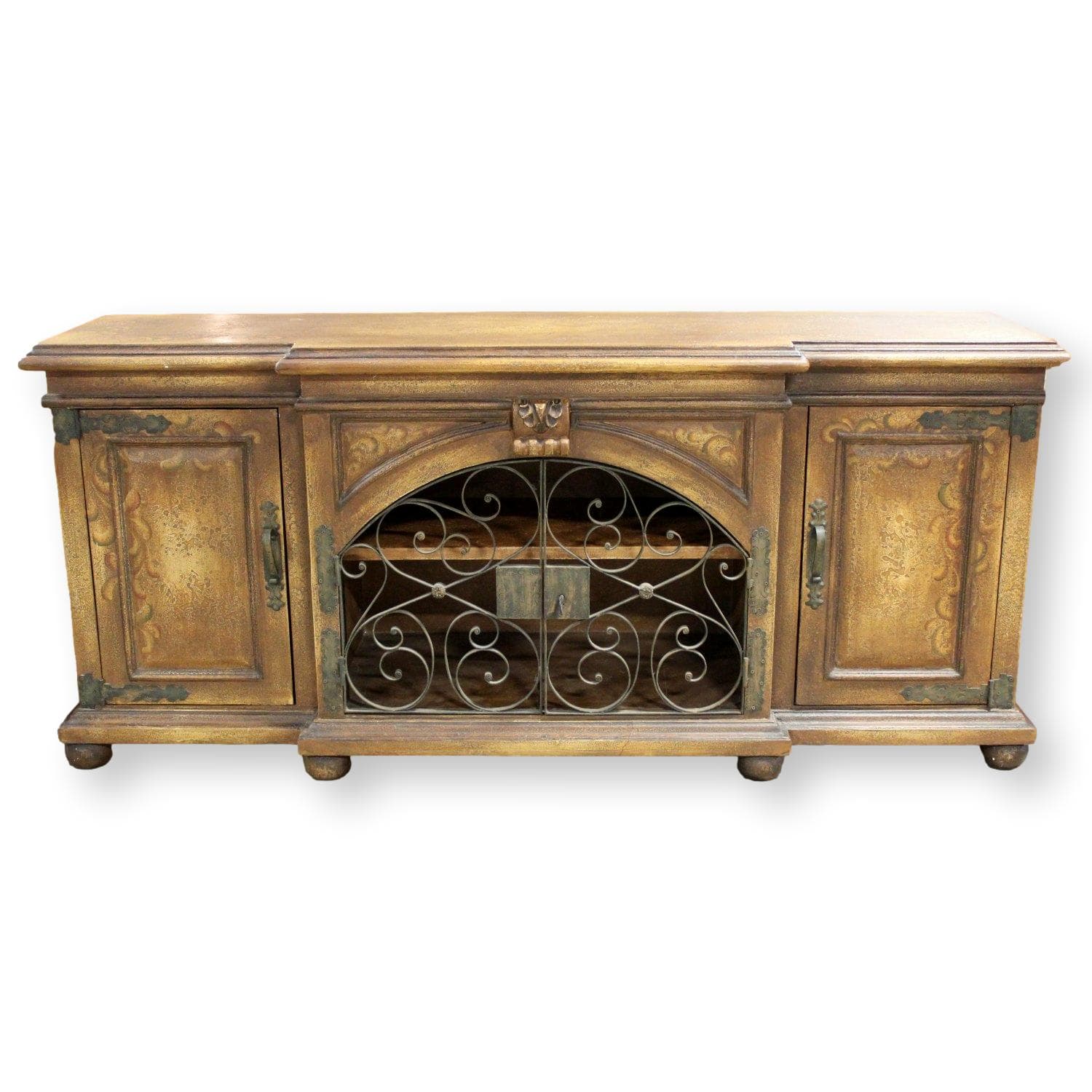 Accents of Salado Rustic Mediterranean Sideboard w/Scrolling Iron Doors