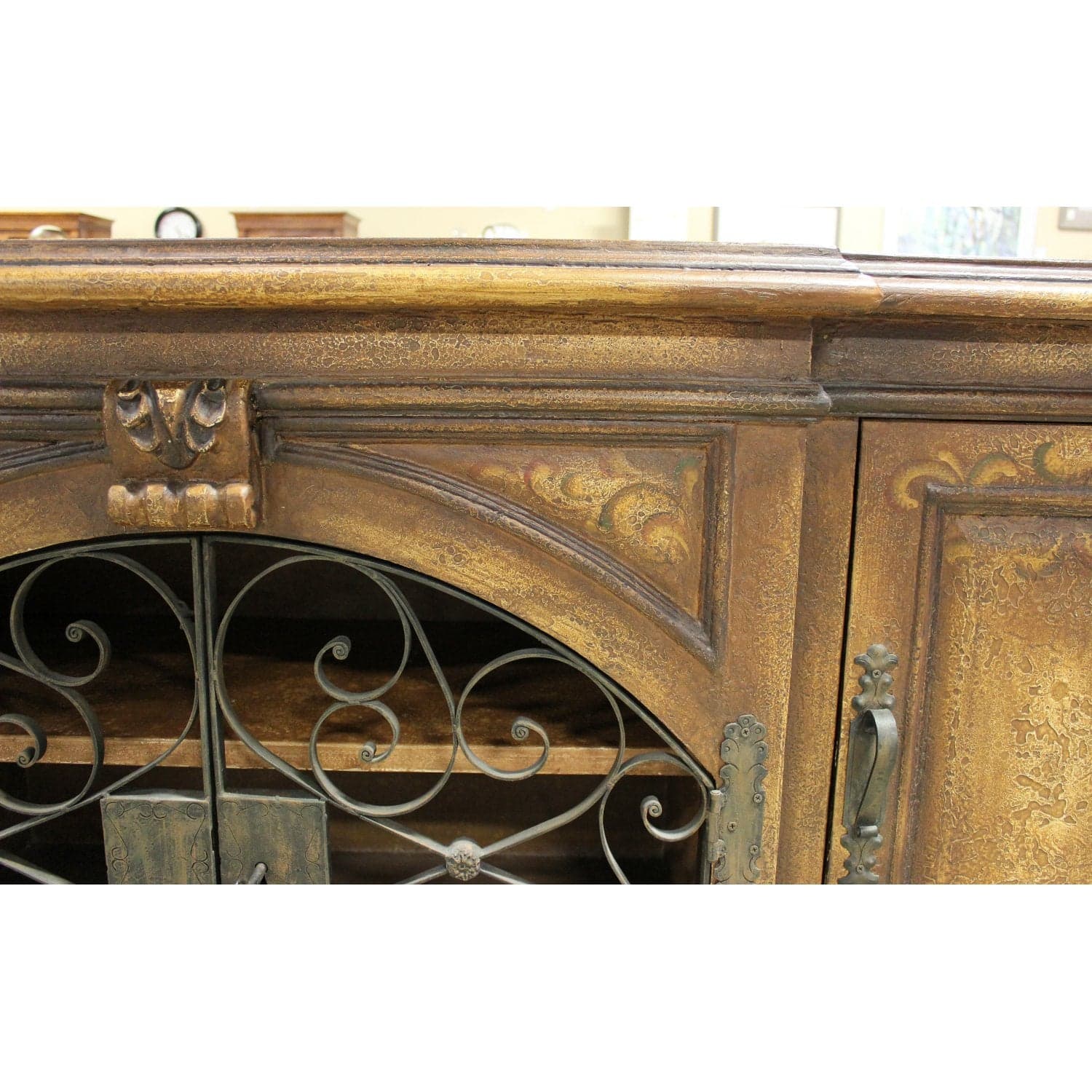 Accents of Salado Rustic Mediterranean Sideboard w/Scrolling Iron Doors - Thumbnail 6