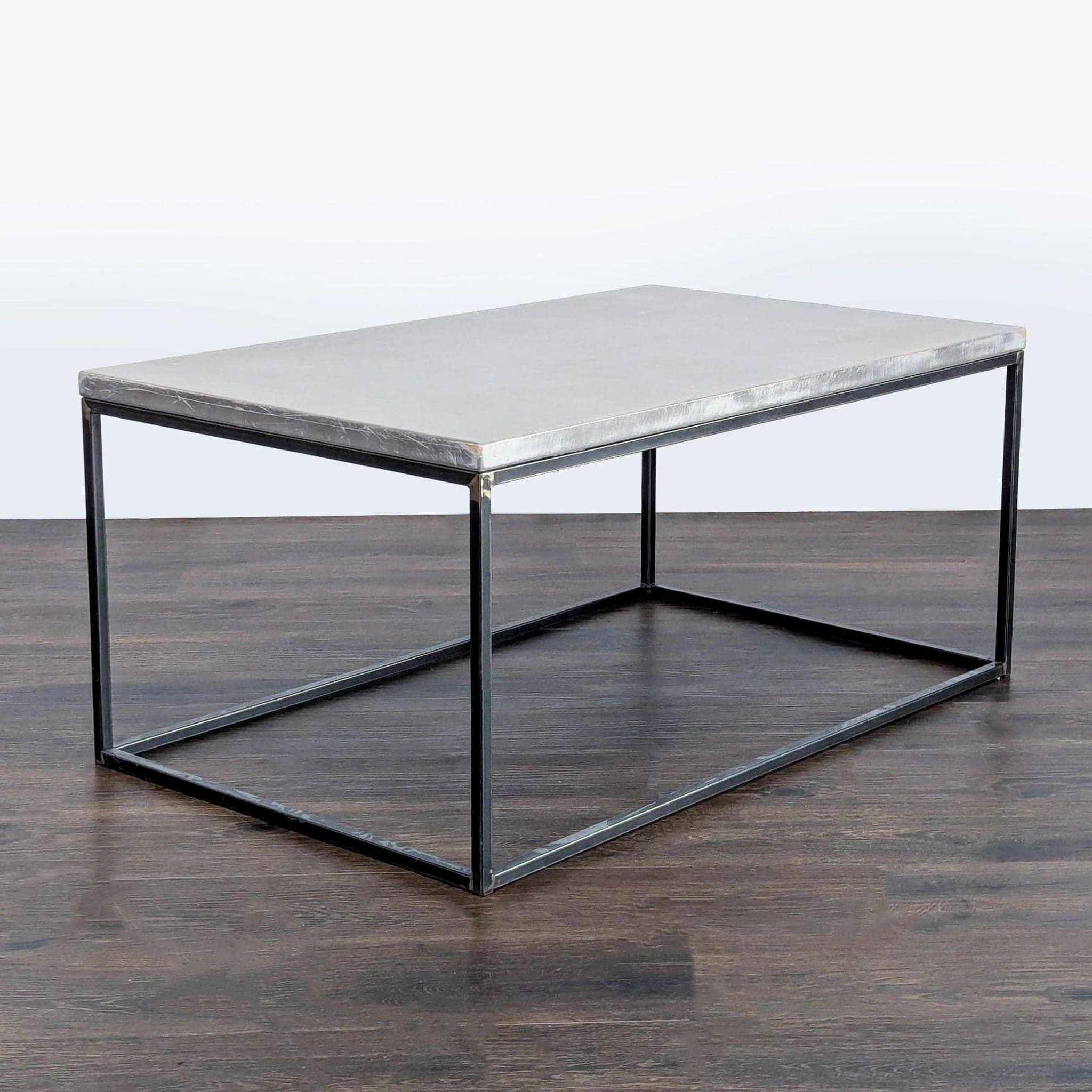 Wood Top Coffee Table on Metal Box Frame - Thumbnail 2