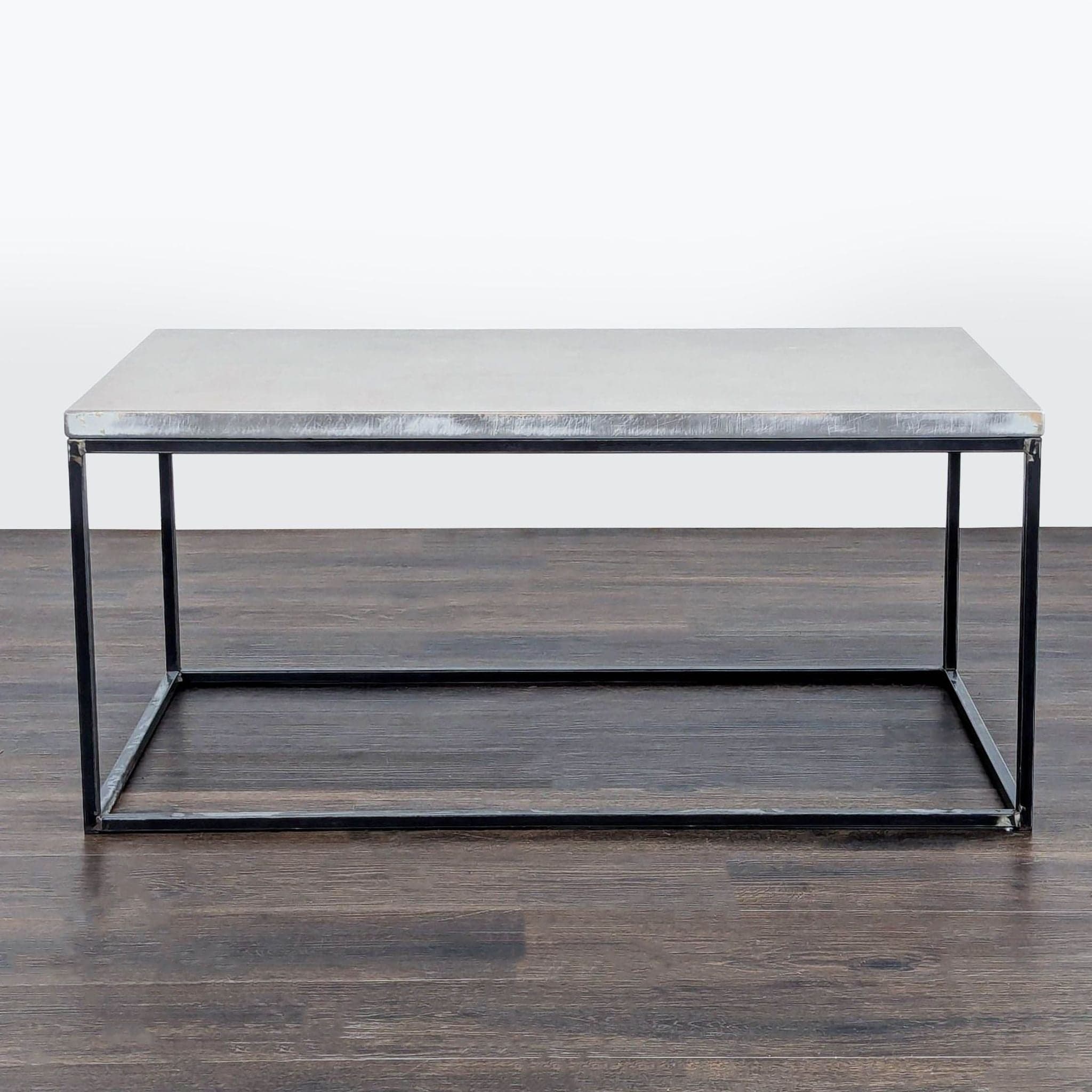Wood Top Coffee Table on Metal Box Frame - Image 1