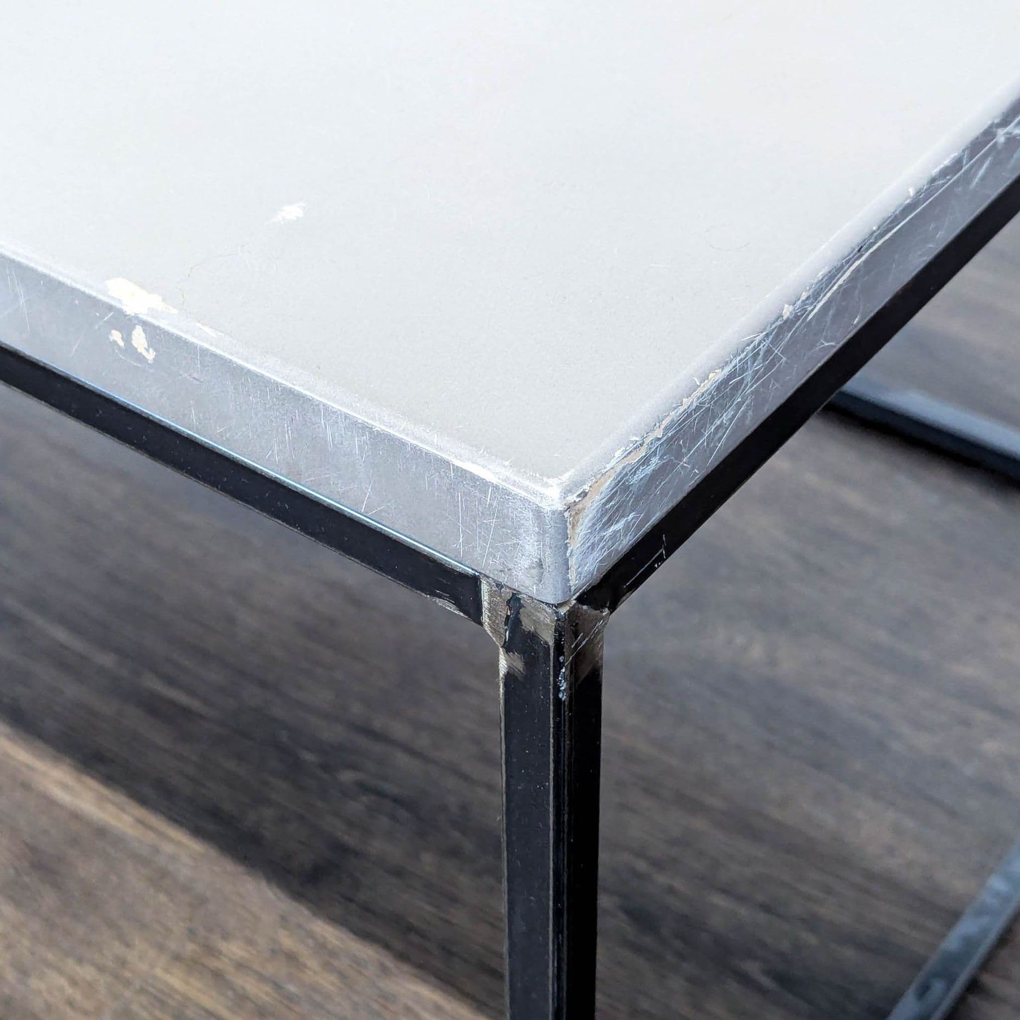 Wood Top Coffee Table on Metal Box Frame - Thumbnail 5