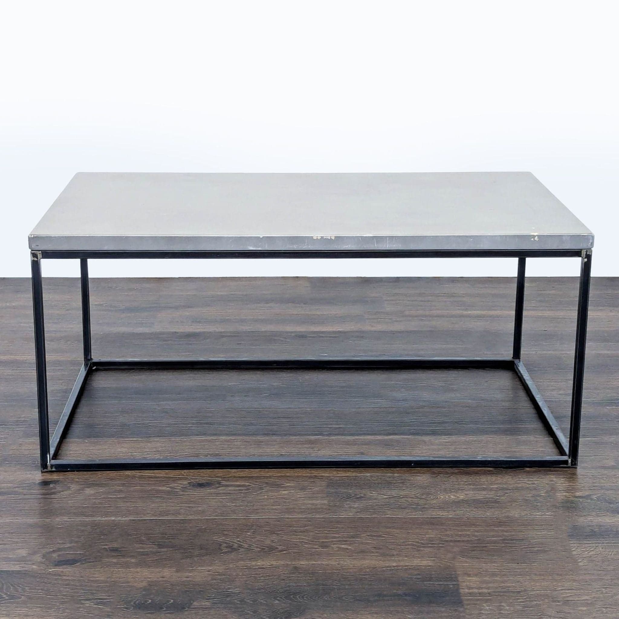 Wood Top Coffee Table on Metal Box Frame - Thumbnail 4