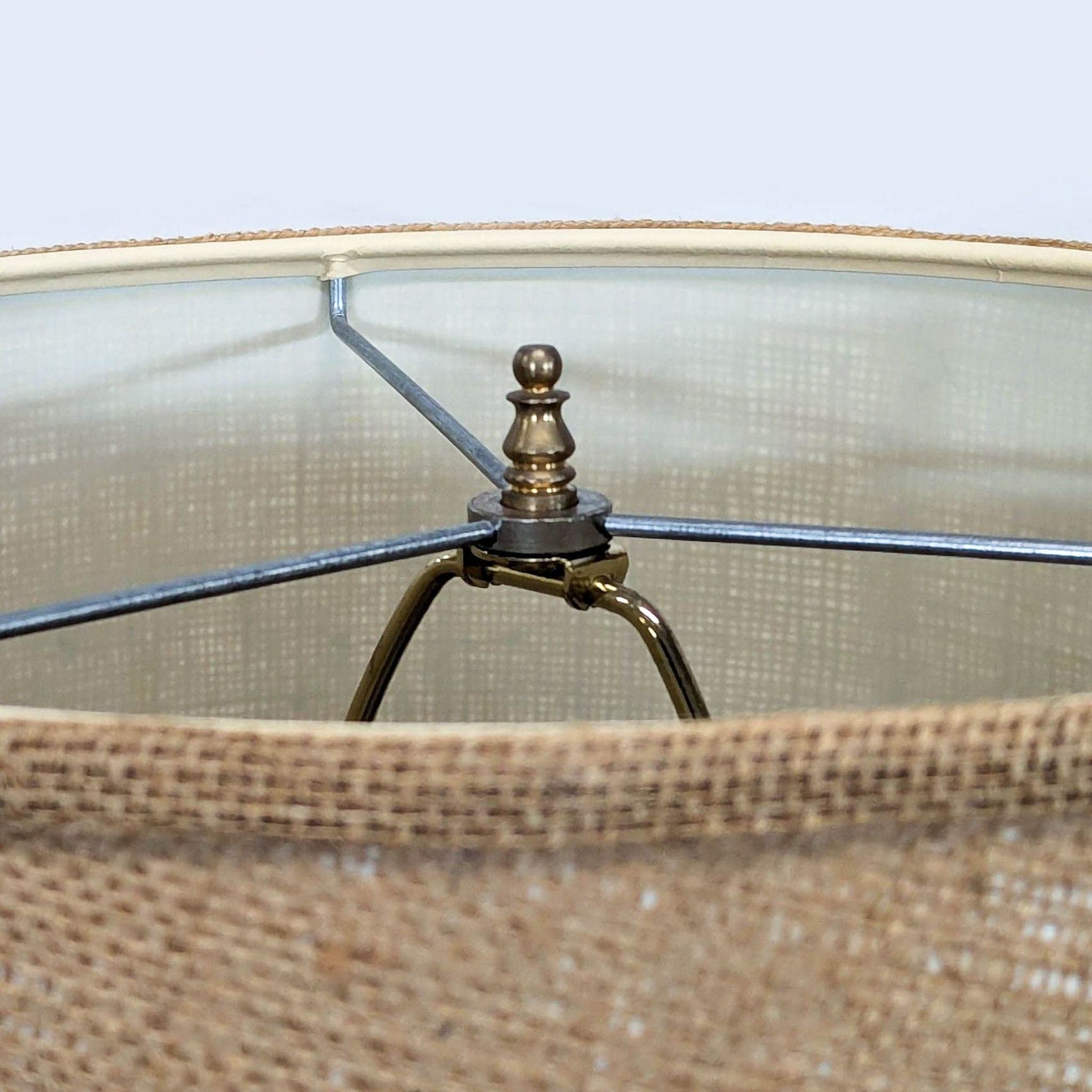 Modern Ceramic Table Lamp with Textured Brown Glaze and Fabric Shade - Thumbnail 4