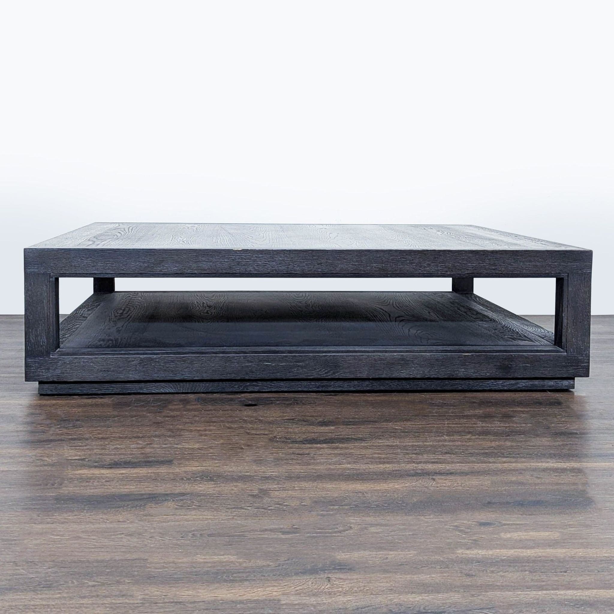 Square Wood Coffee Table with Shelf - Thumbnail 3