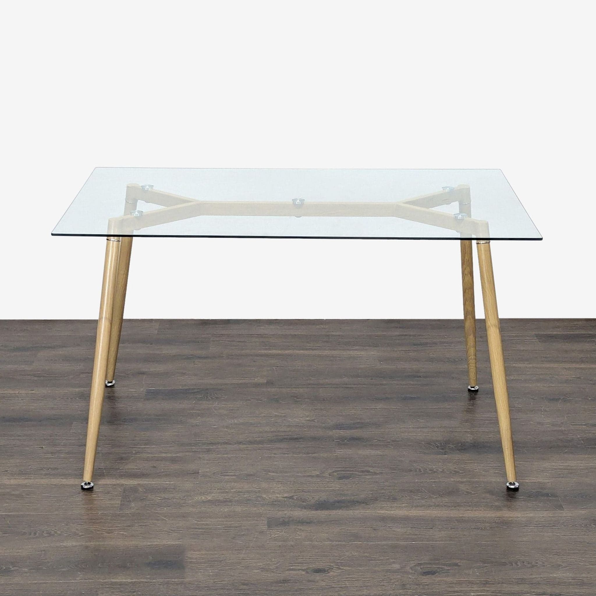 Glass Top Dining Table on Metal Base - Image 1