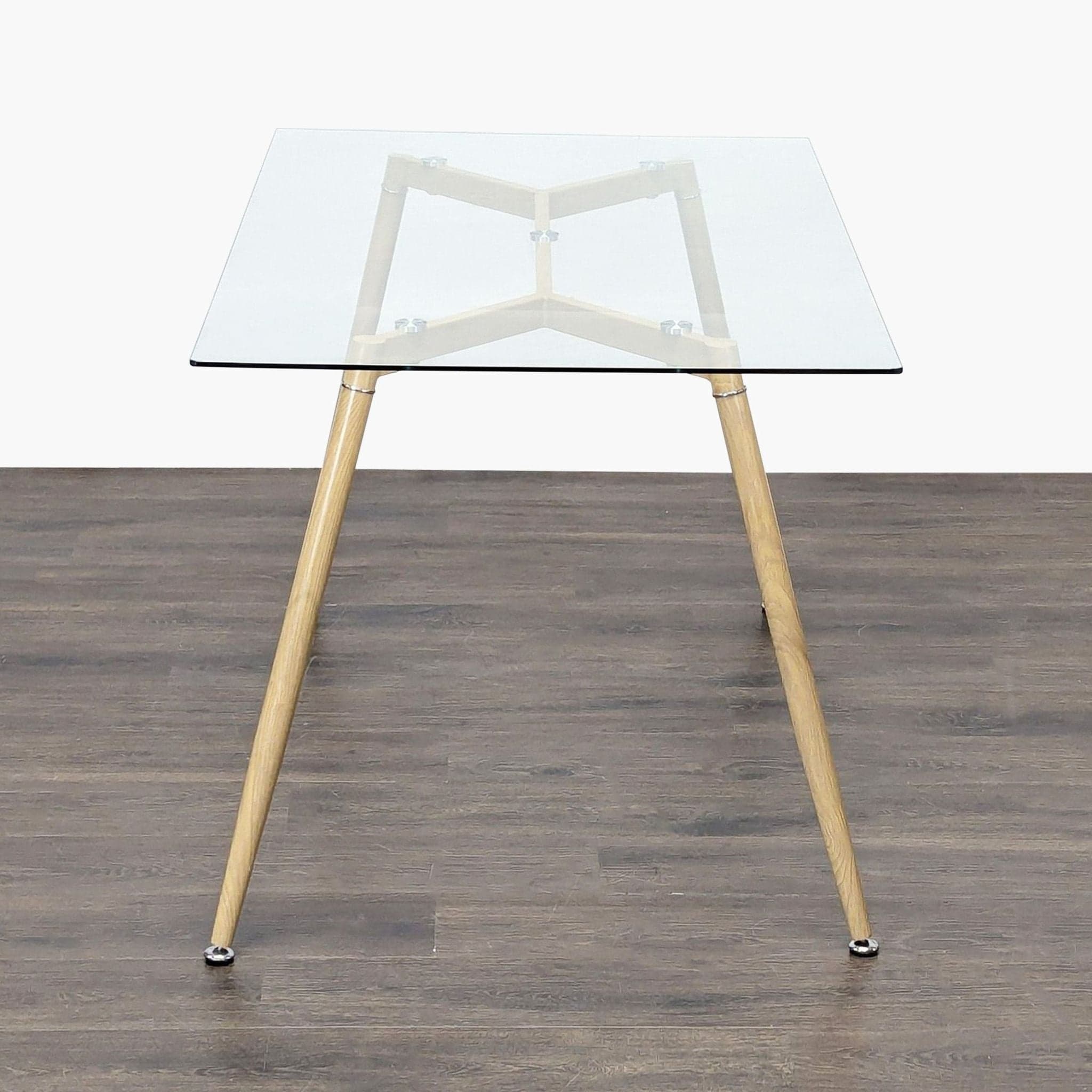 Glass Top Dining Table on Metal Base - Thumbnail 3