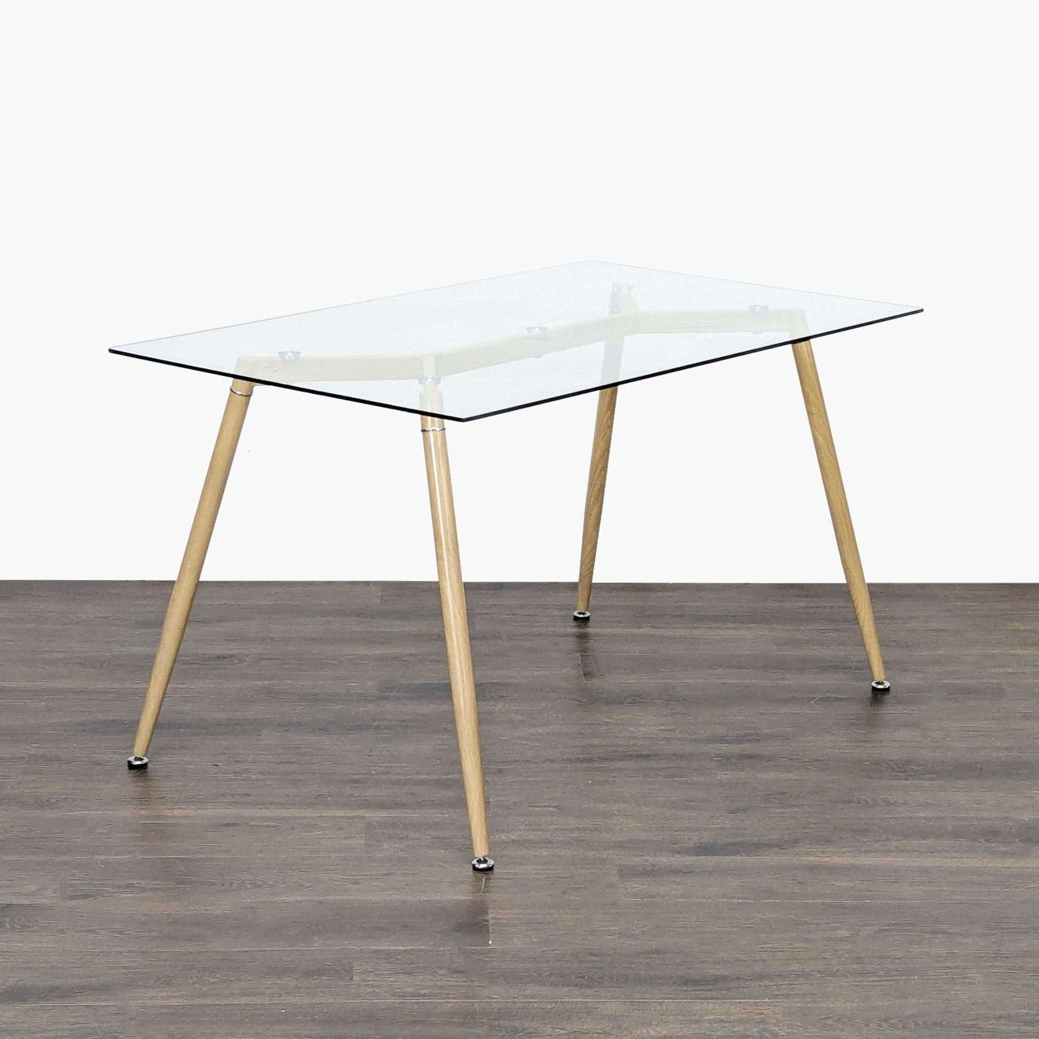 Glass Top Dining Table on Metal Base - Thumbnail 4