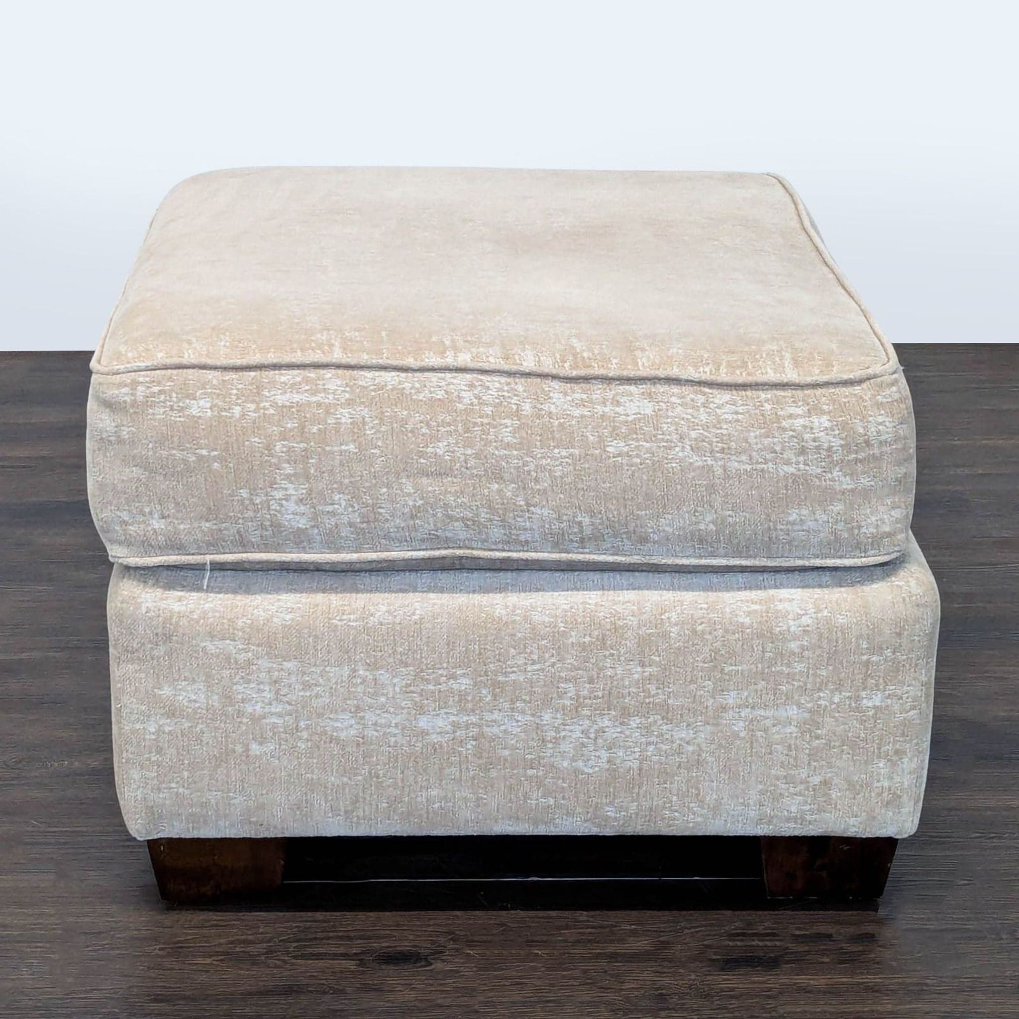 Upholstered Ottoman with Bun Feet - Thumbnail 3