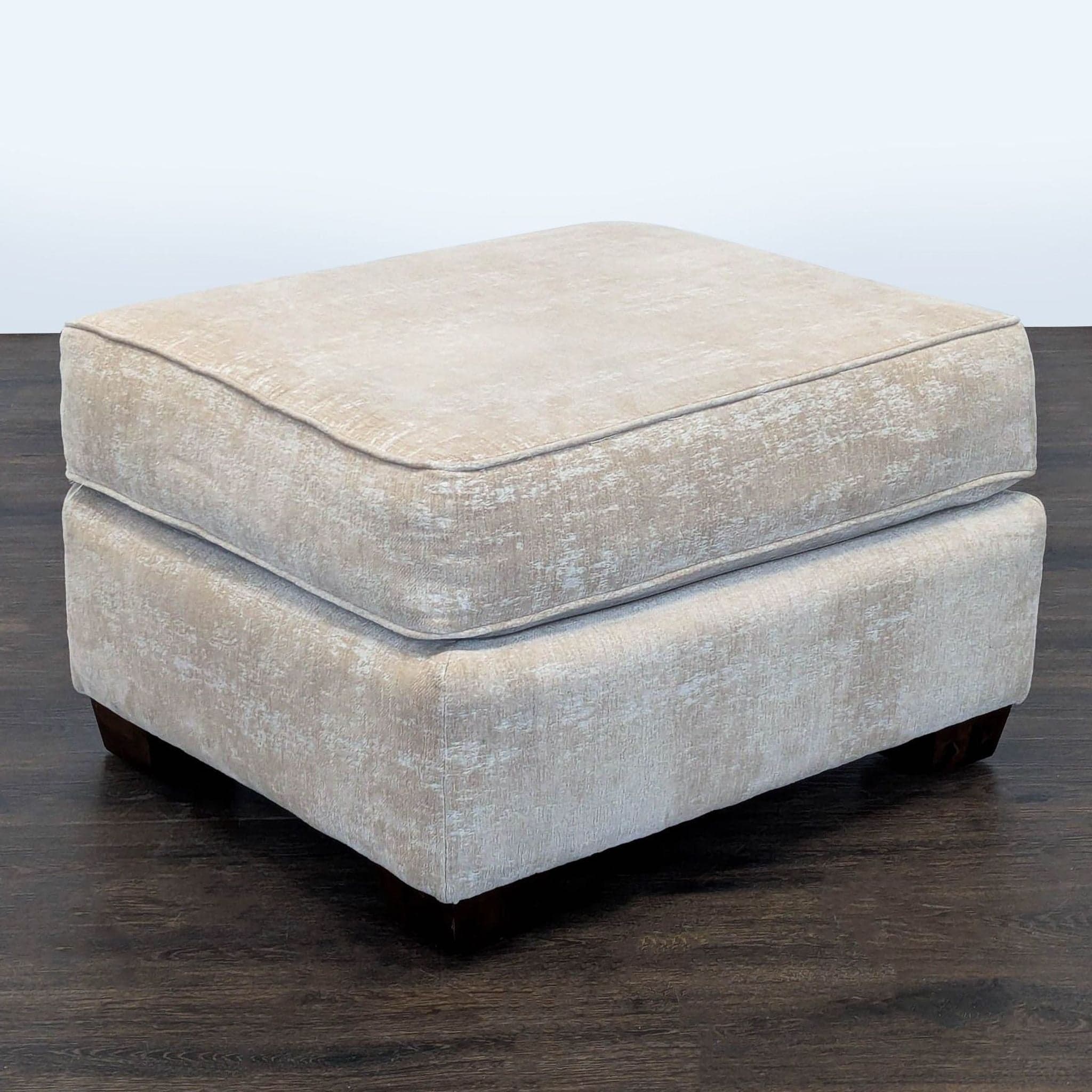 Upholstered Ottoman with Bun Feet - Thumbnail 2