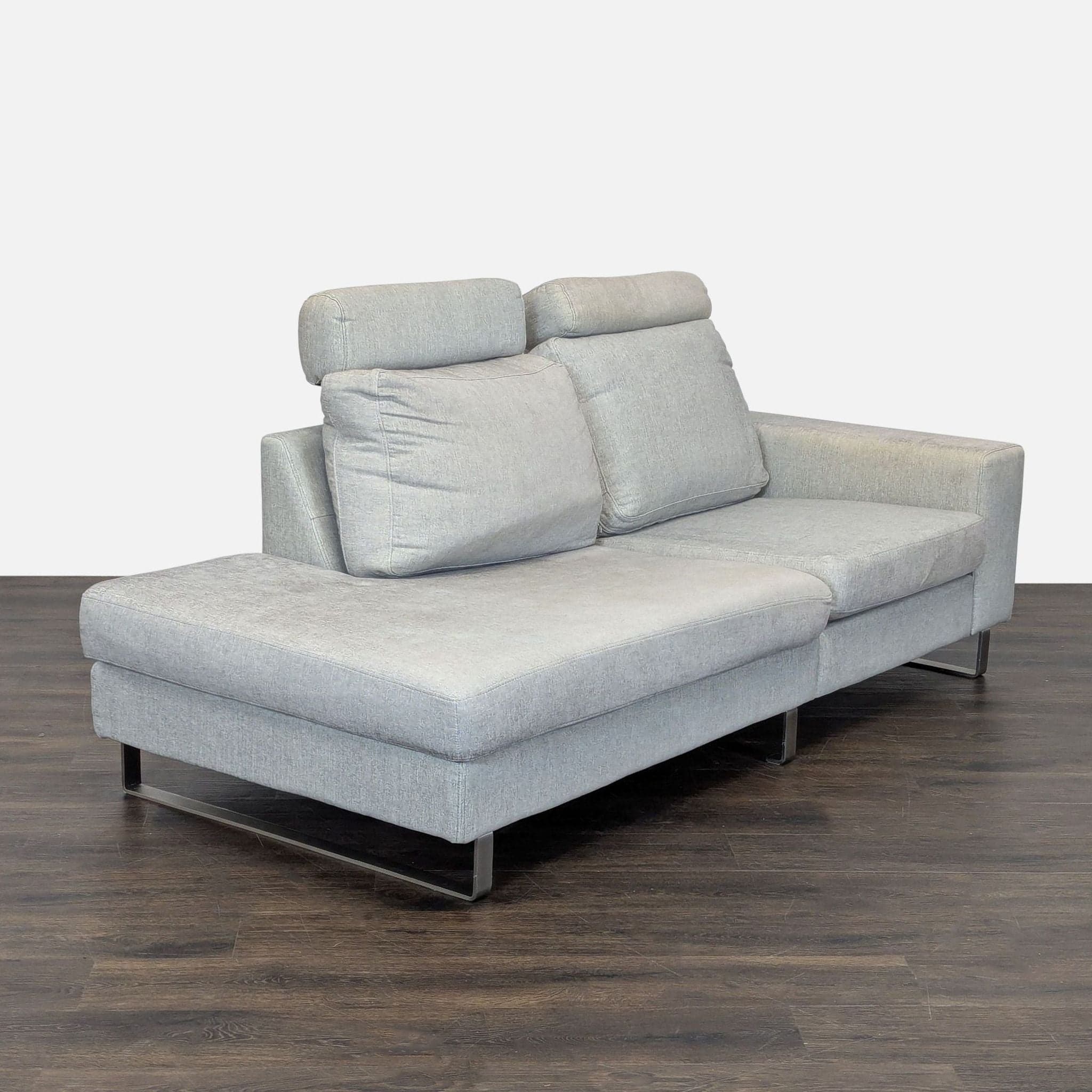 BoConcept Modern Light Gray Sectional with Adjustable Headrests - Thumbnail 2