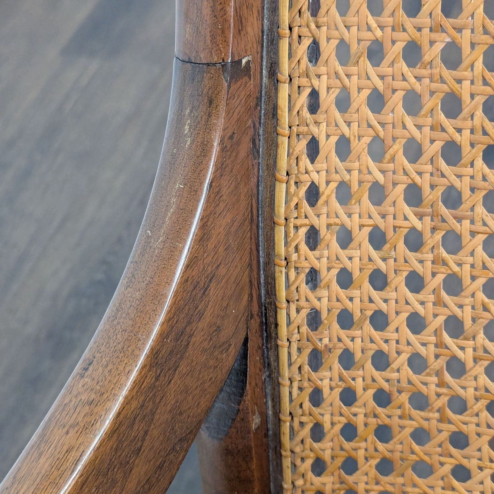 Vintage Bentwood Rocking Chair with Cane Back and Orange Cushion - Thumbnail 7