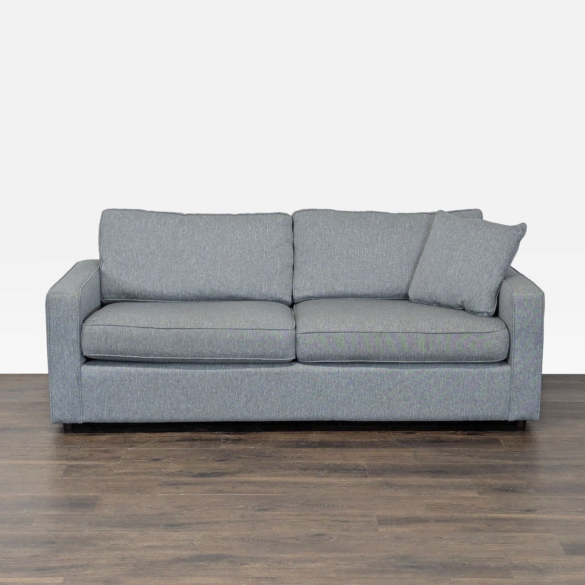 Room & Board 3-Seat Modern Gray Sofa with Pillow - Image 1