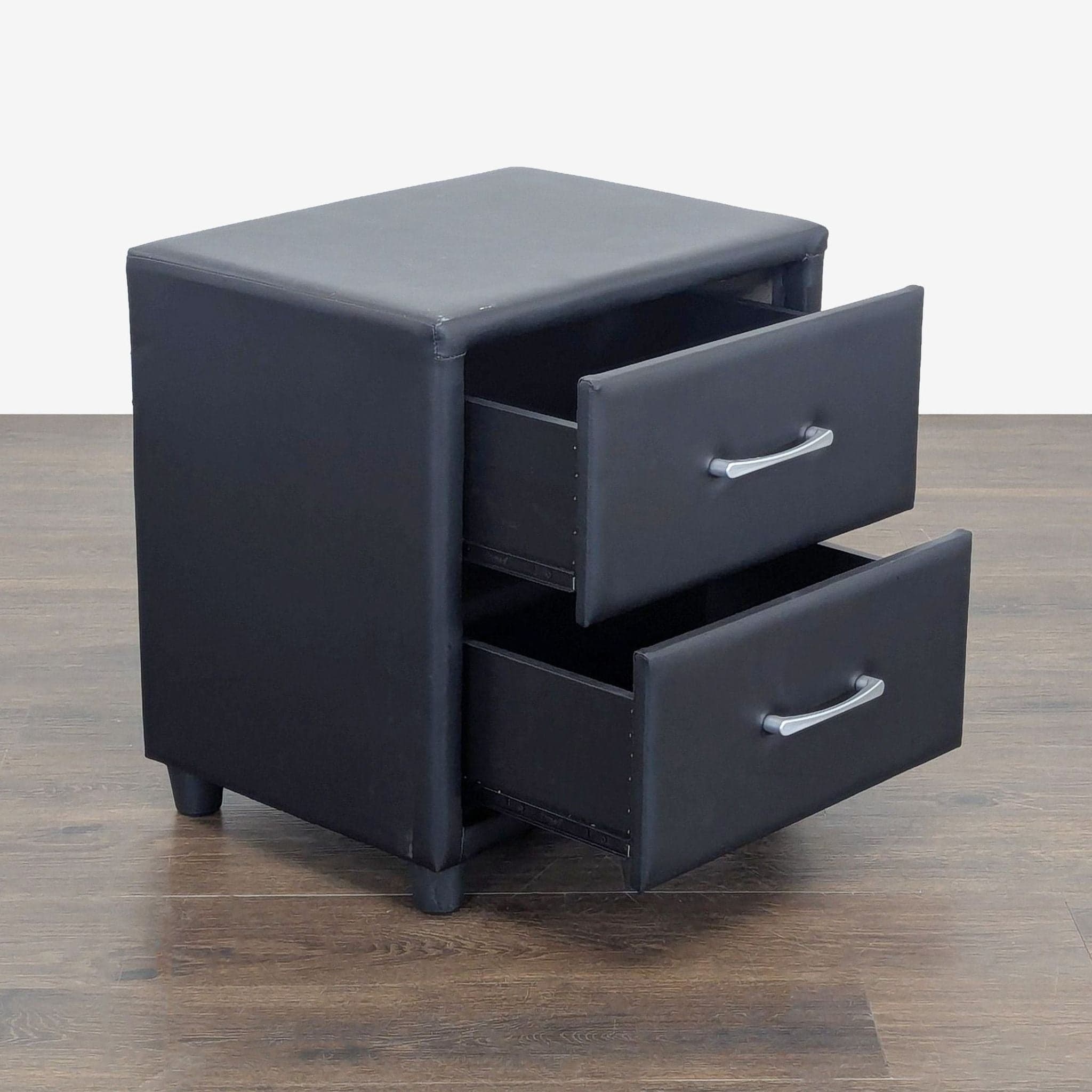 Zenon Two Drawer Nightstand in Faux Leather - Thumbnail 2