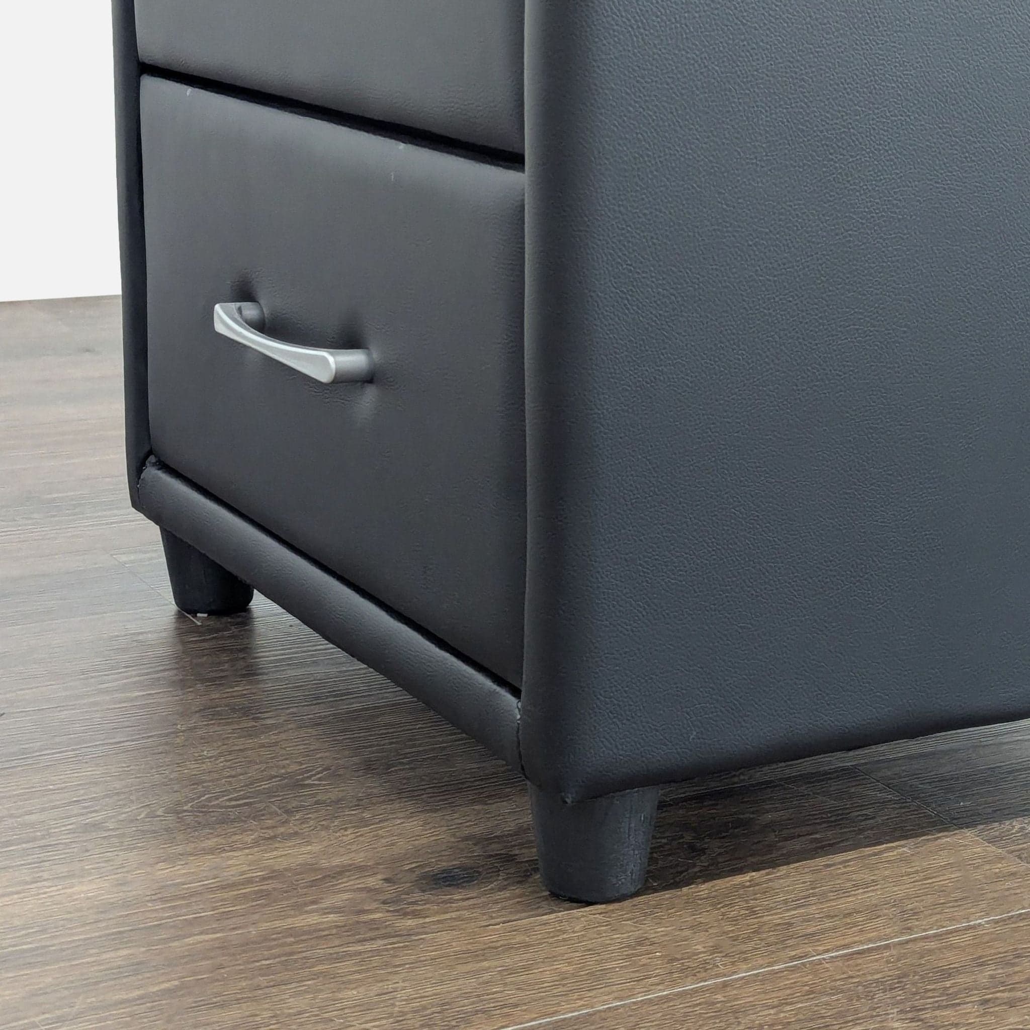 Zenon Two Drawer Nightstand in Faux Leather - Thumbnail 7