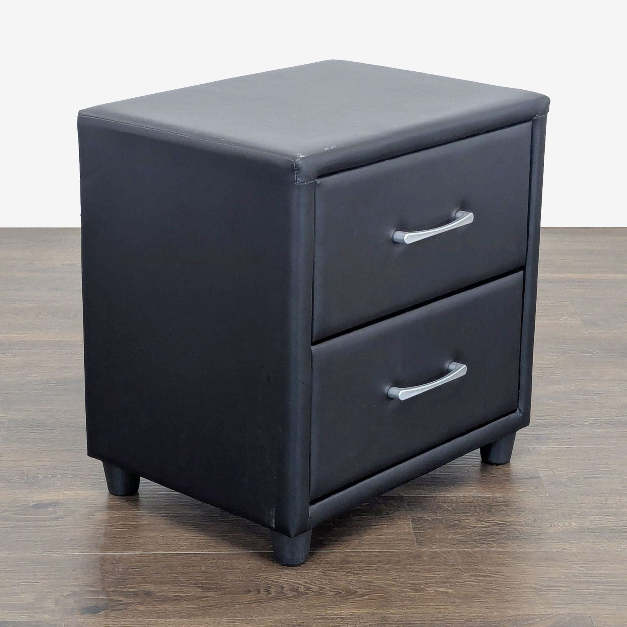 Zenon Two Drawer Nightstand in Faux Leather - Thumbnail 3