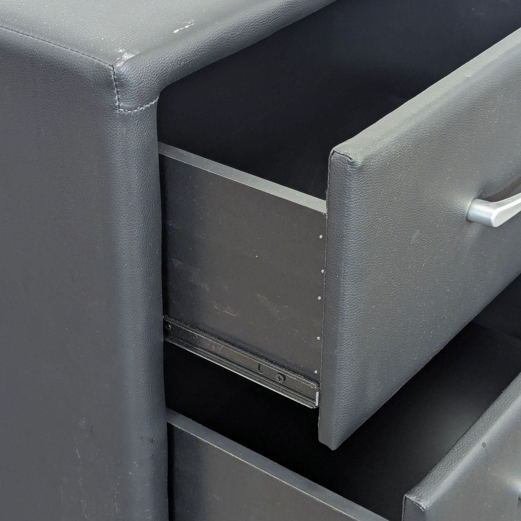 Zenon Two Drawer Nightstand in Faux Leather - Thumbnail 5