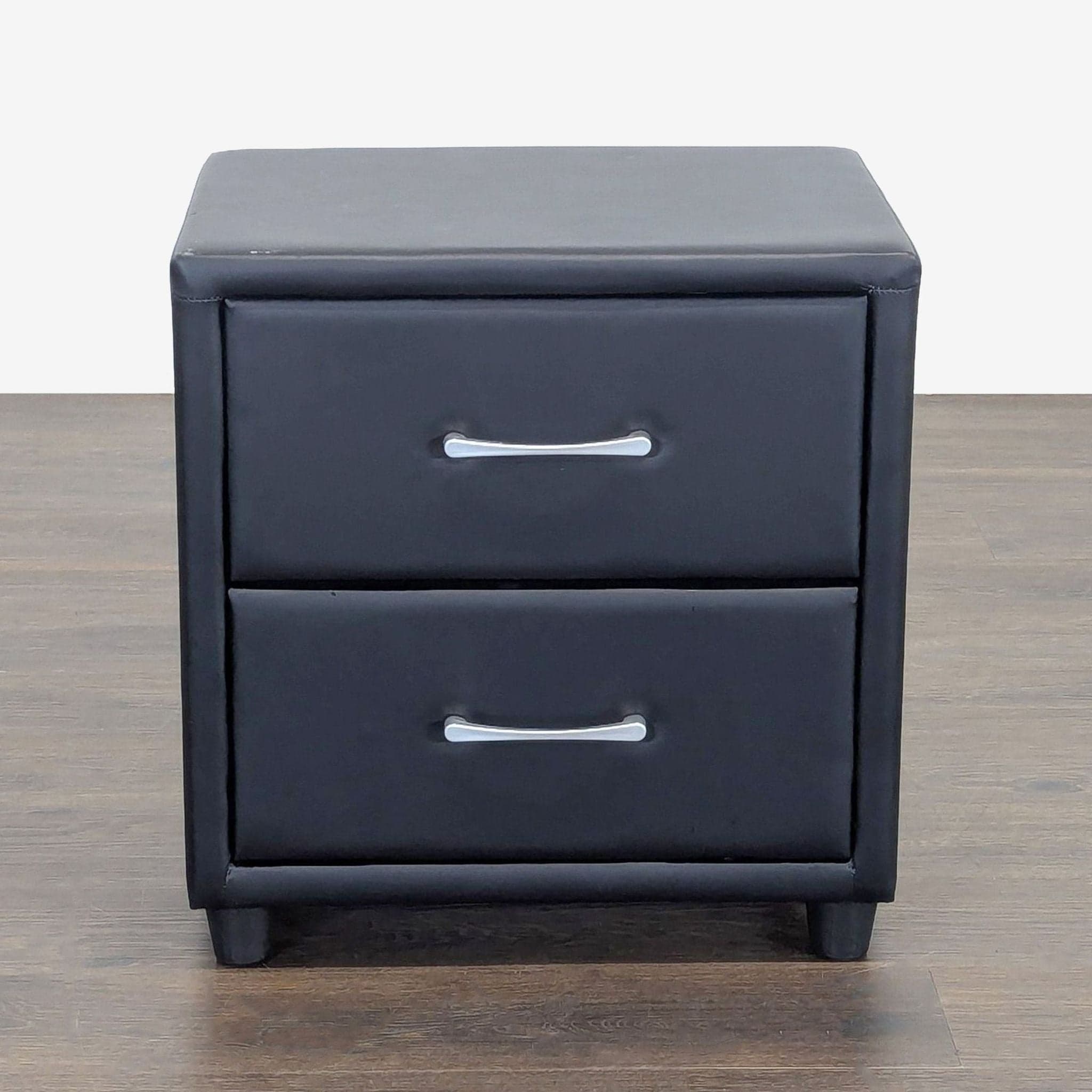 Zenon Two Drawer Nightstand in Faux Leather - Image 1