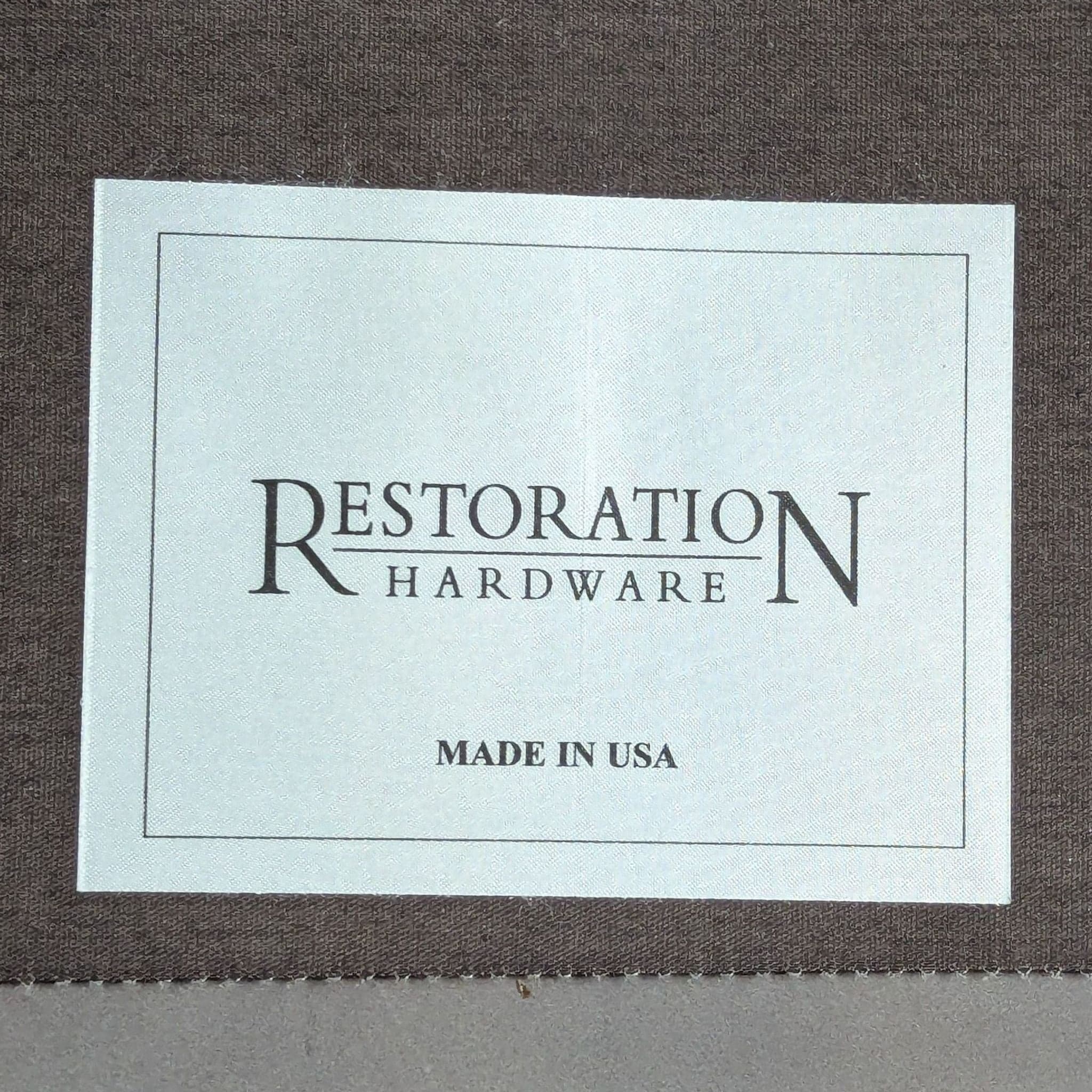 Restoration Hardware Reginald Modern Grey Leather Lounge Chair with Brass Frame - Thumbnail 6