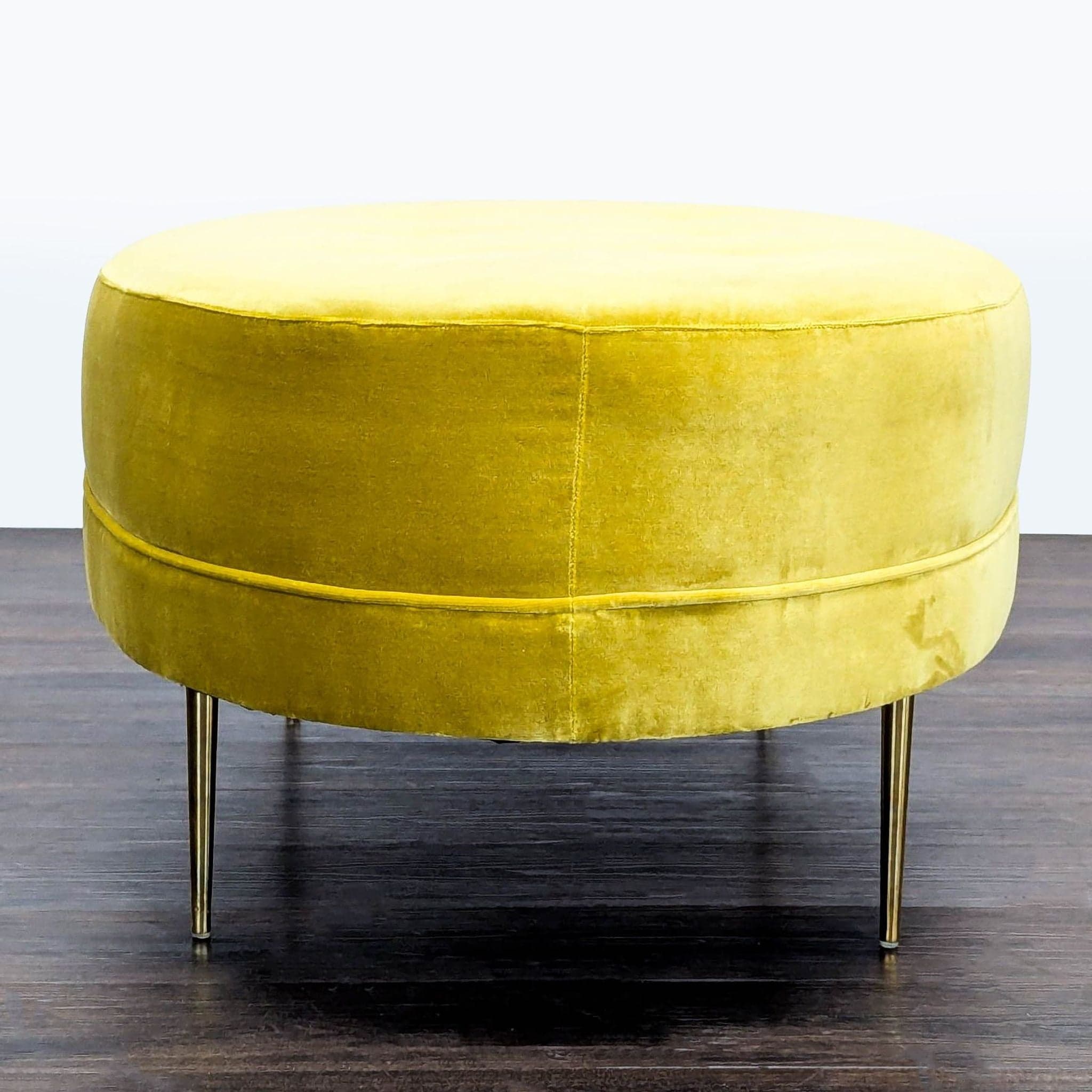 Ballard Design Button Tufted Velvet Ottoman - Thumbnail 5