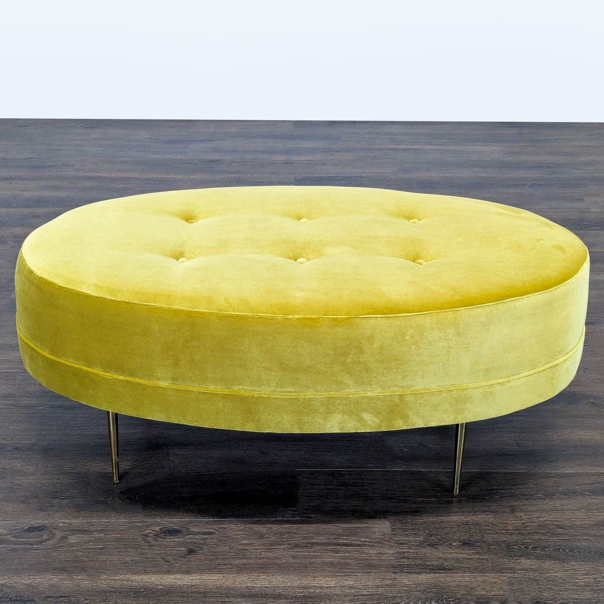 Ballard Design Button Tufted Velvet Ottoman - Thumbnail 2