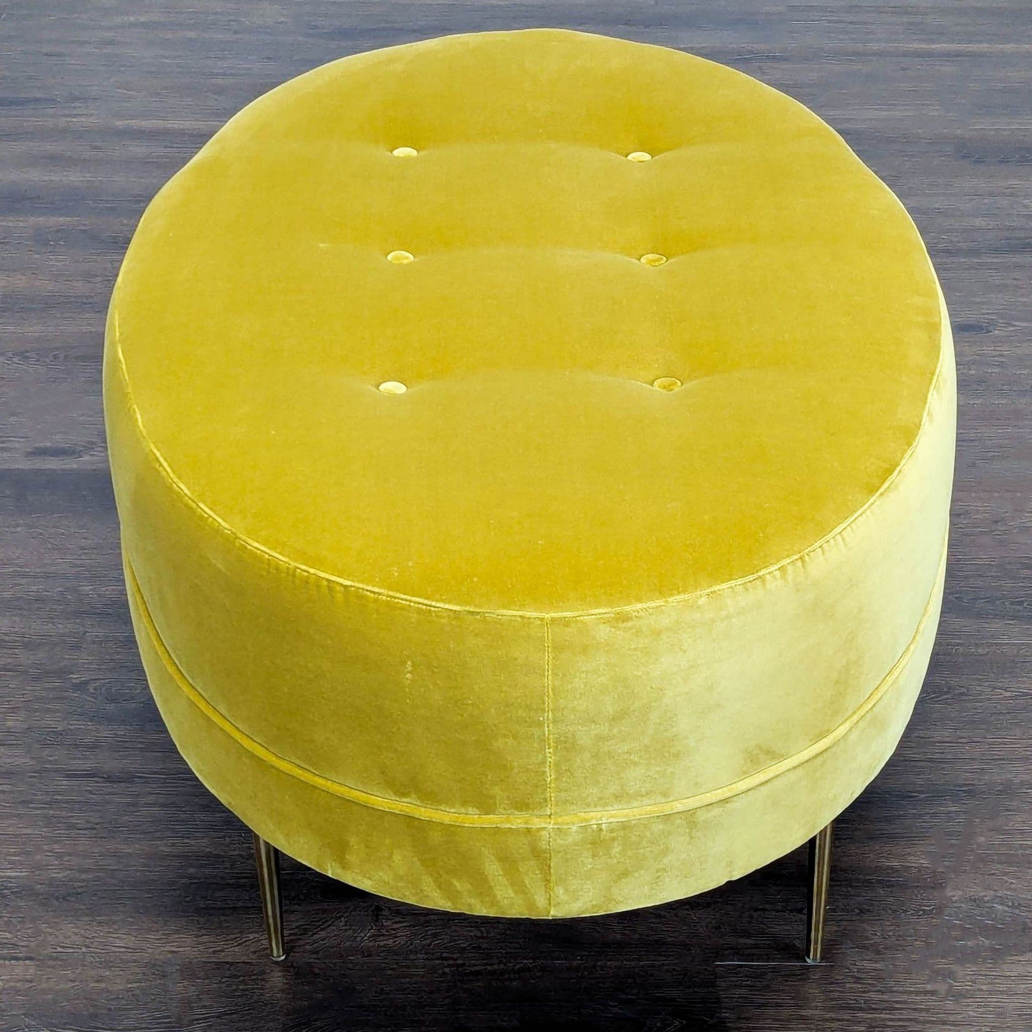 Ballard Design Button Tufted Velvet Ottoman - Thumbnail 4