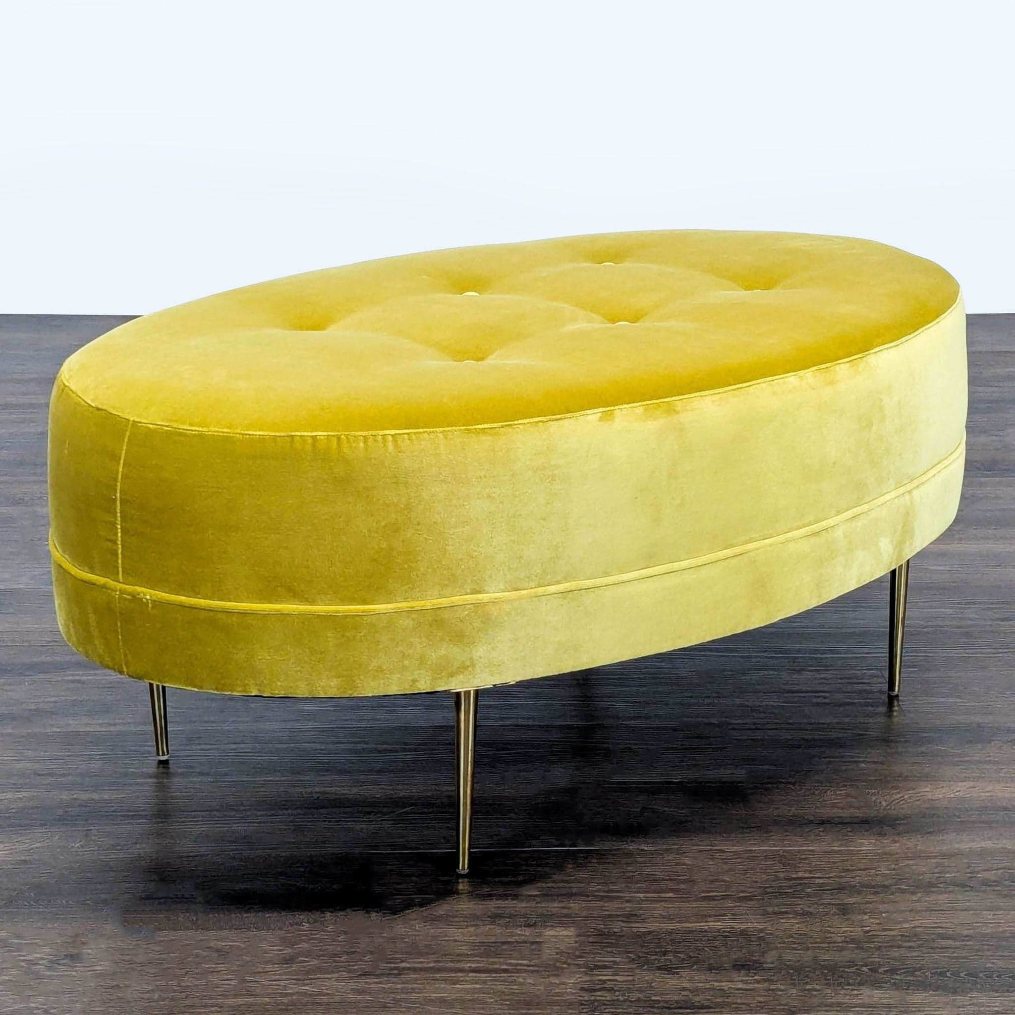 Ballard Design Button Tufted Velvet Ottoman - Thumbnail 3