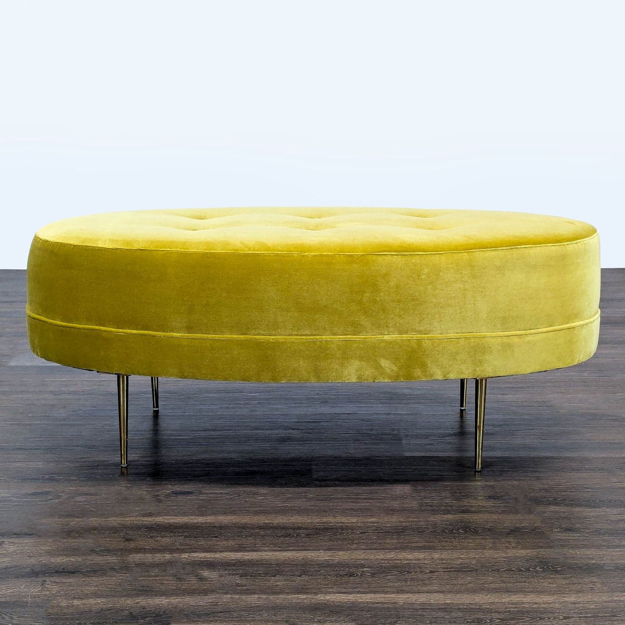 Ballard Design Button Tufted Velvet Ottoman - Image 1