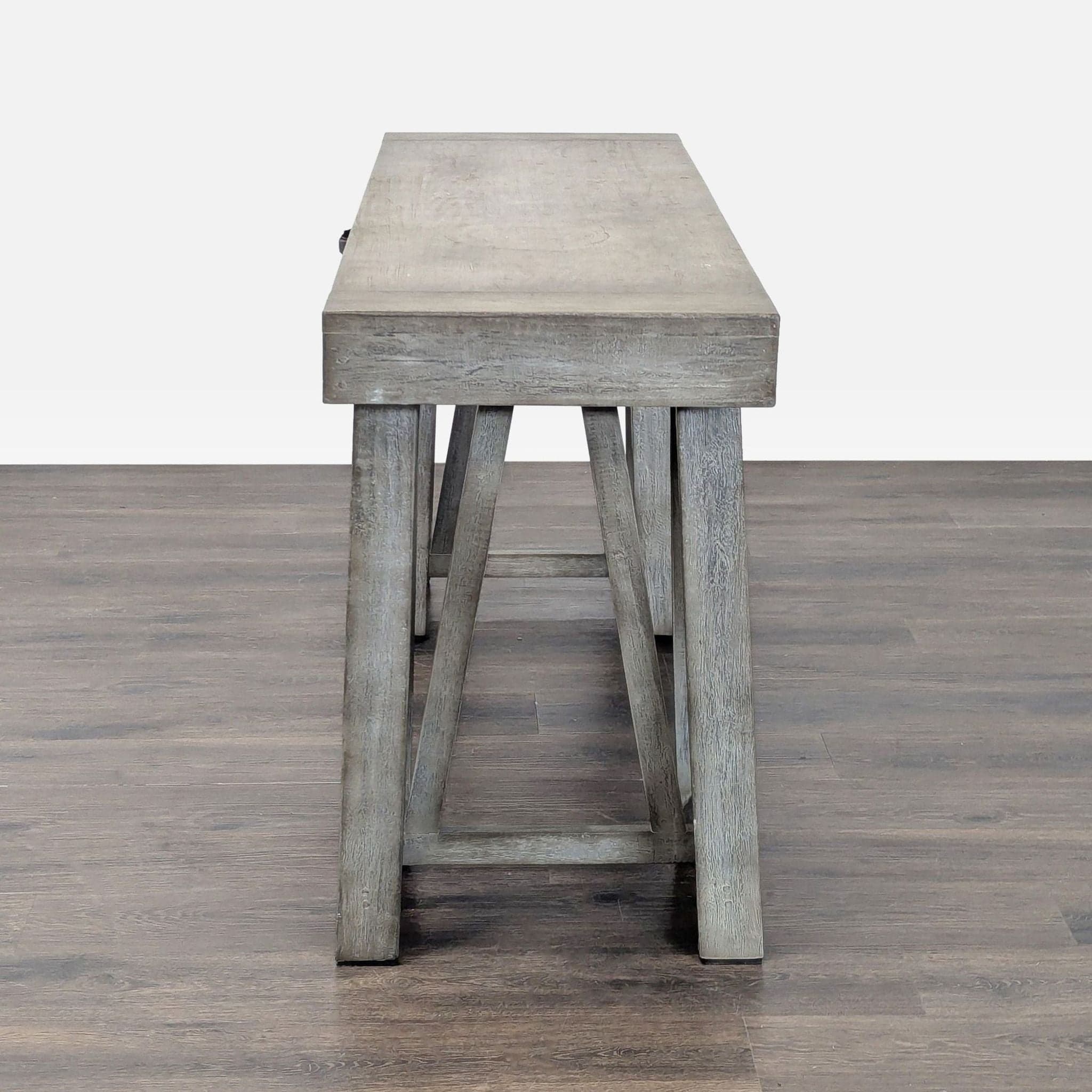 World Market Gray Wooden Desk with Sawhorse Legs - Thumbnail 5