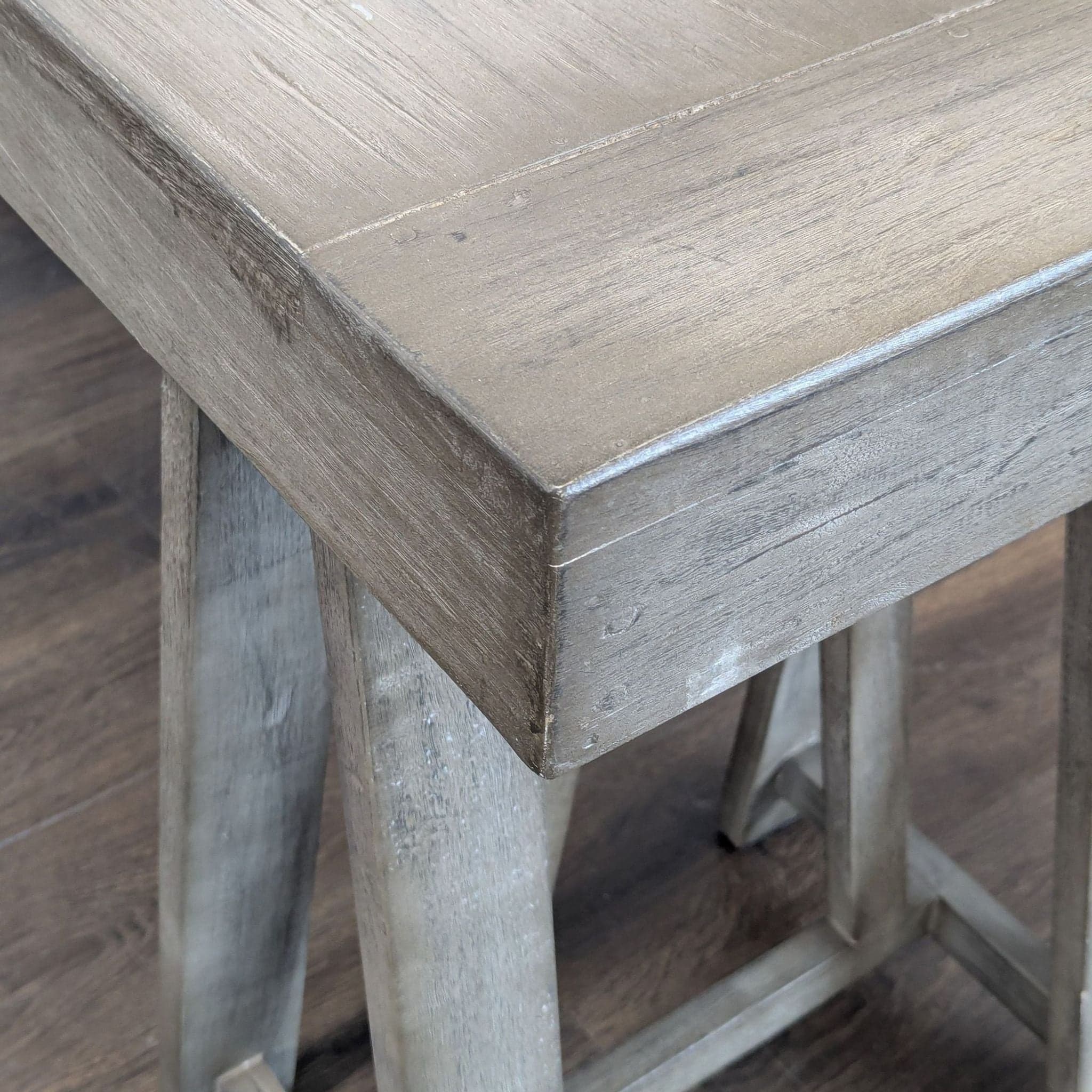 World Market Gray Wooden Desk with Sawhorse Legs - Thumbnail 7