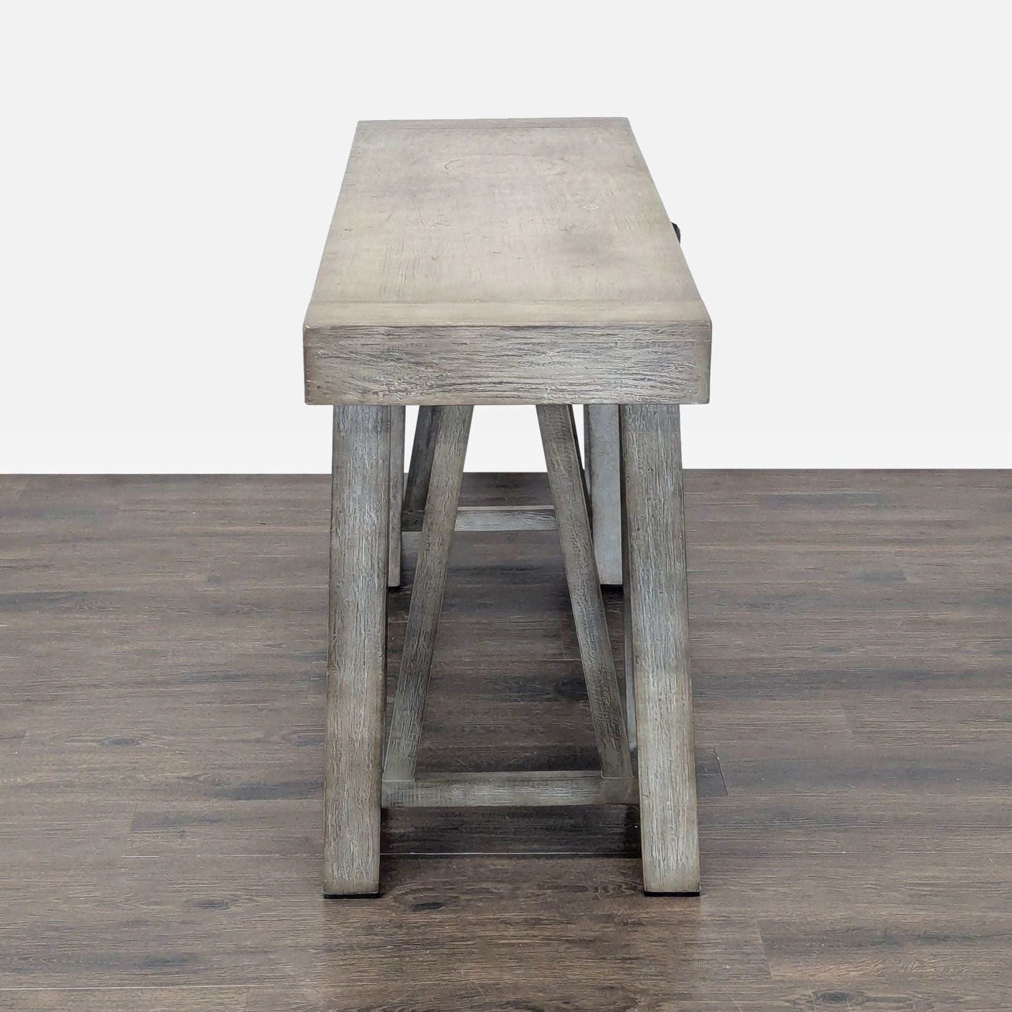 World Market Gray Wooden Desk with Sawhorse Legs - Thumbnail 3