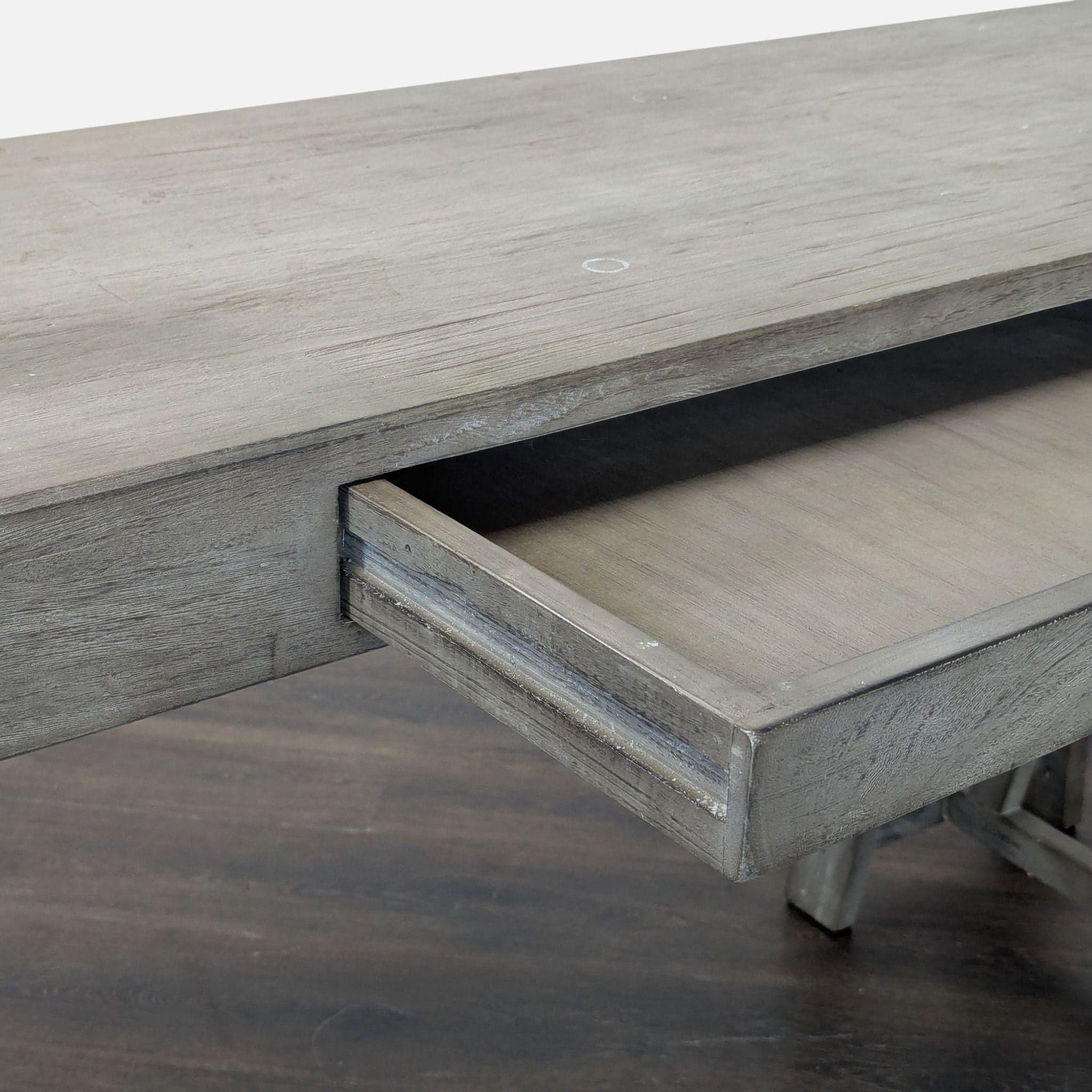 World Market Gray Wooden Desk with Sawhorse Legs - Thumbnail 6