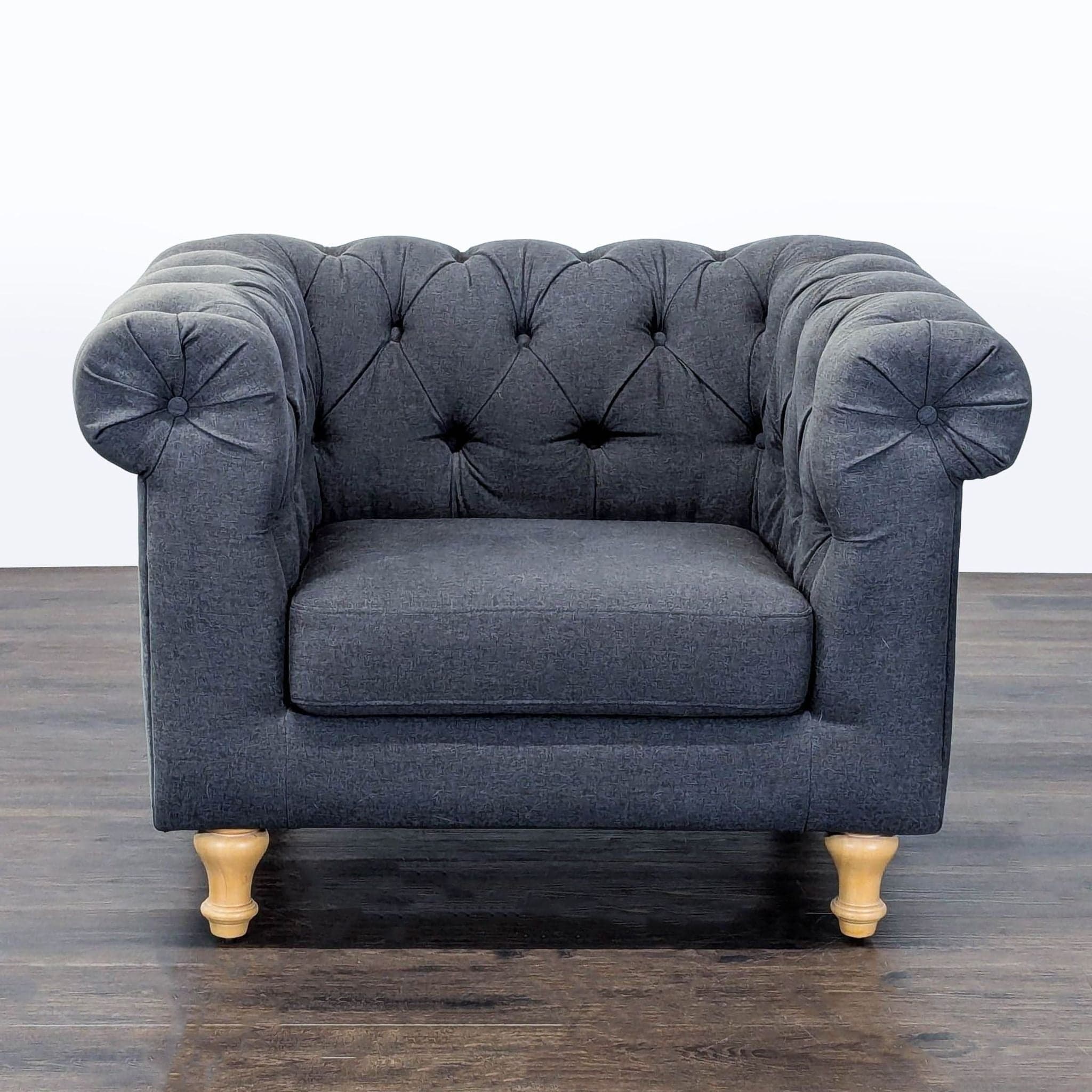 World Market Tufted Dark Gray Lounge Chair with Rolled Arms - Image 1