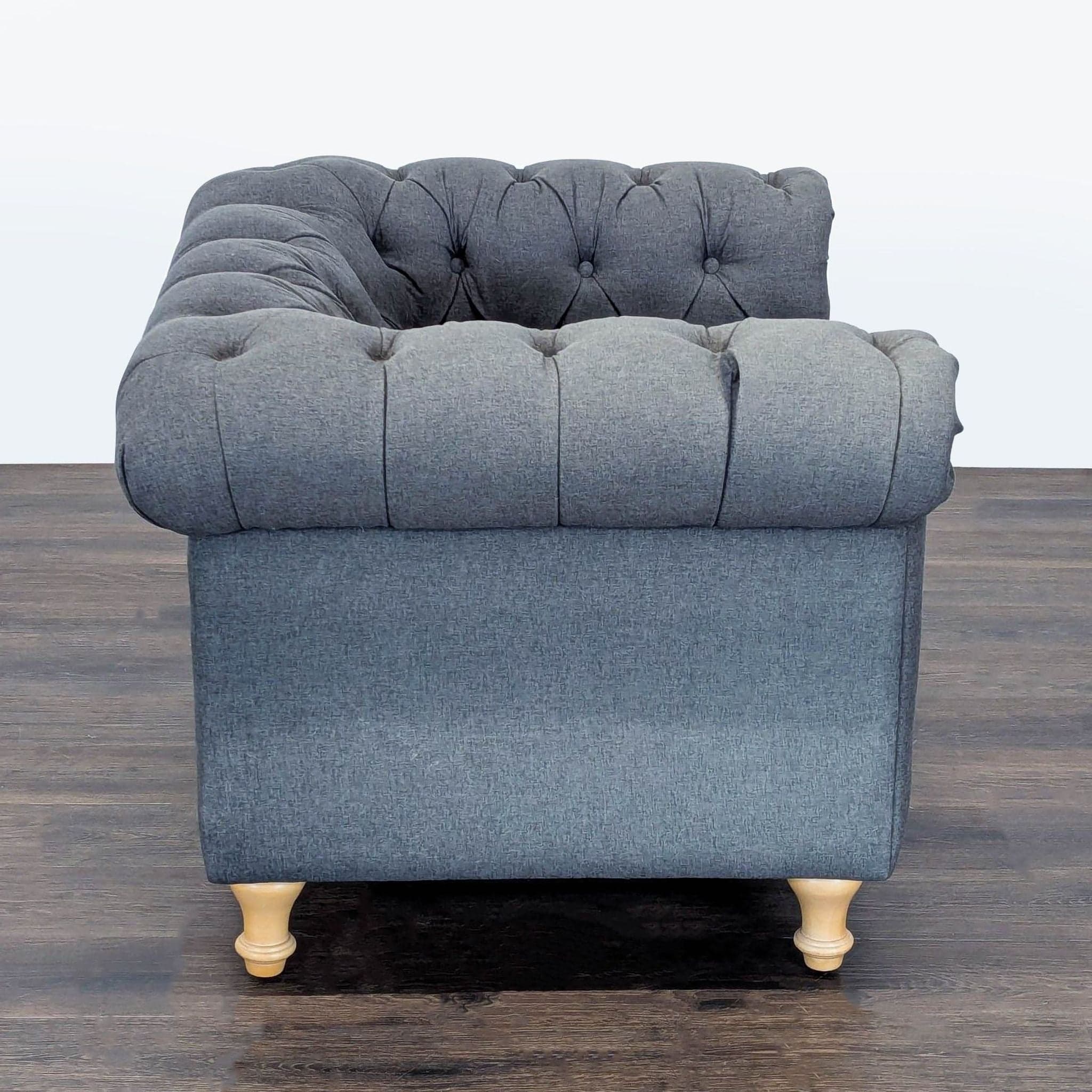 World Market Tufted Dark Gray Lounge Chair with Rolled Arms - Thumbnail 3