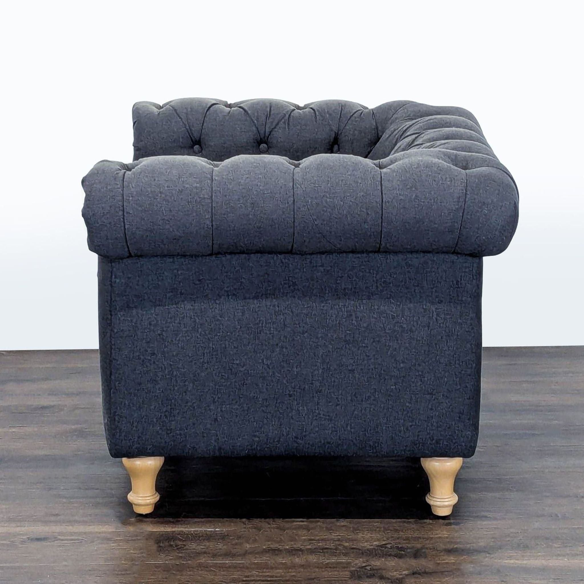 World Market Tufted Dark Gray Lounge Chair with Rolled Arms - Thumbnail 5