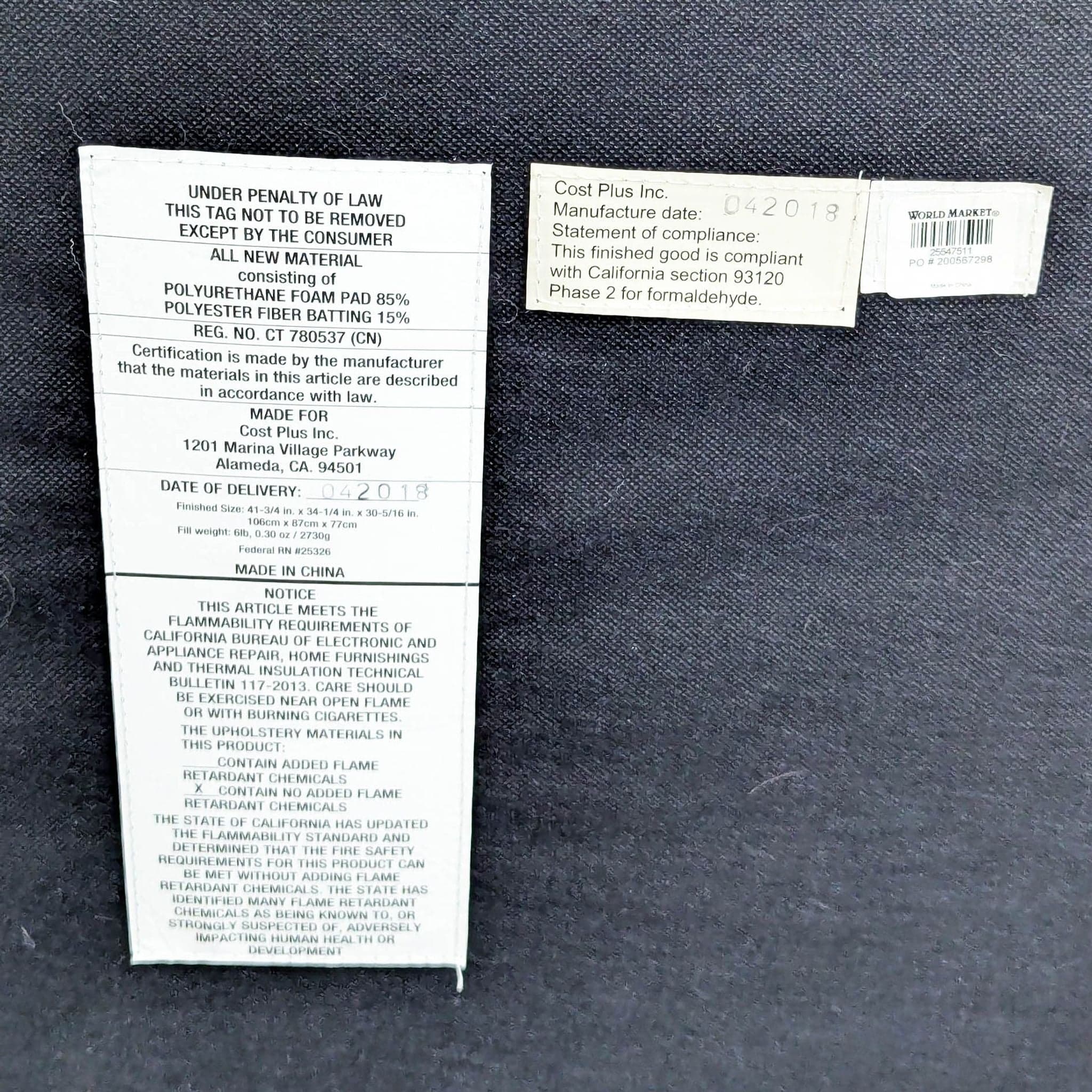 World Market Tufted Dark Gray Lounge Chair with Rolled Arms - Thumbnail 8