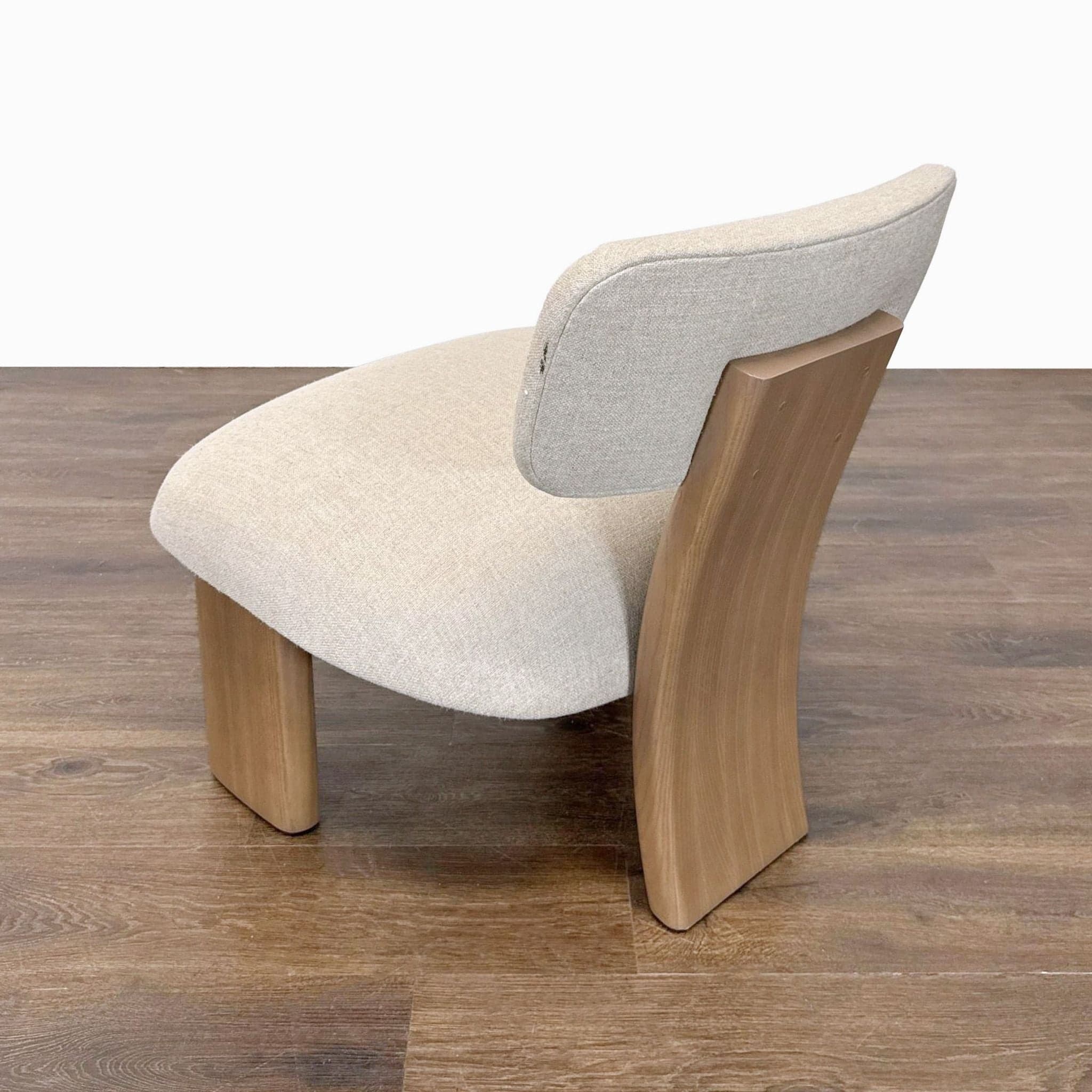 Maiden Home Kenmare Modern Lounge Chair with Light Wood Frame and Cream Upholstery - Thumbnail 4
