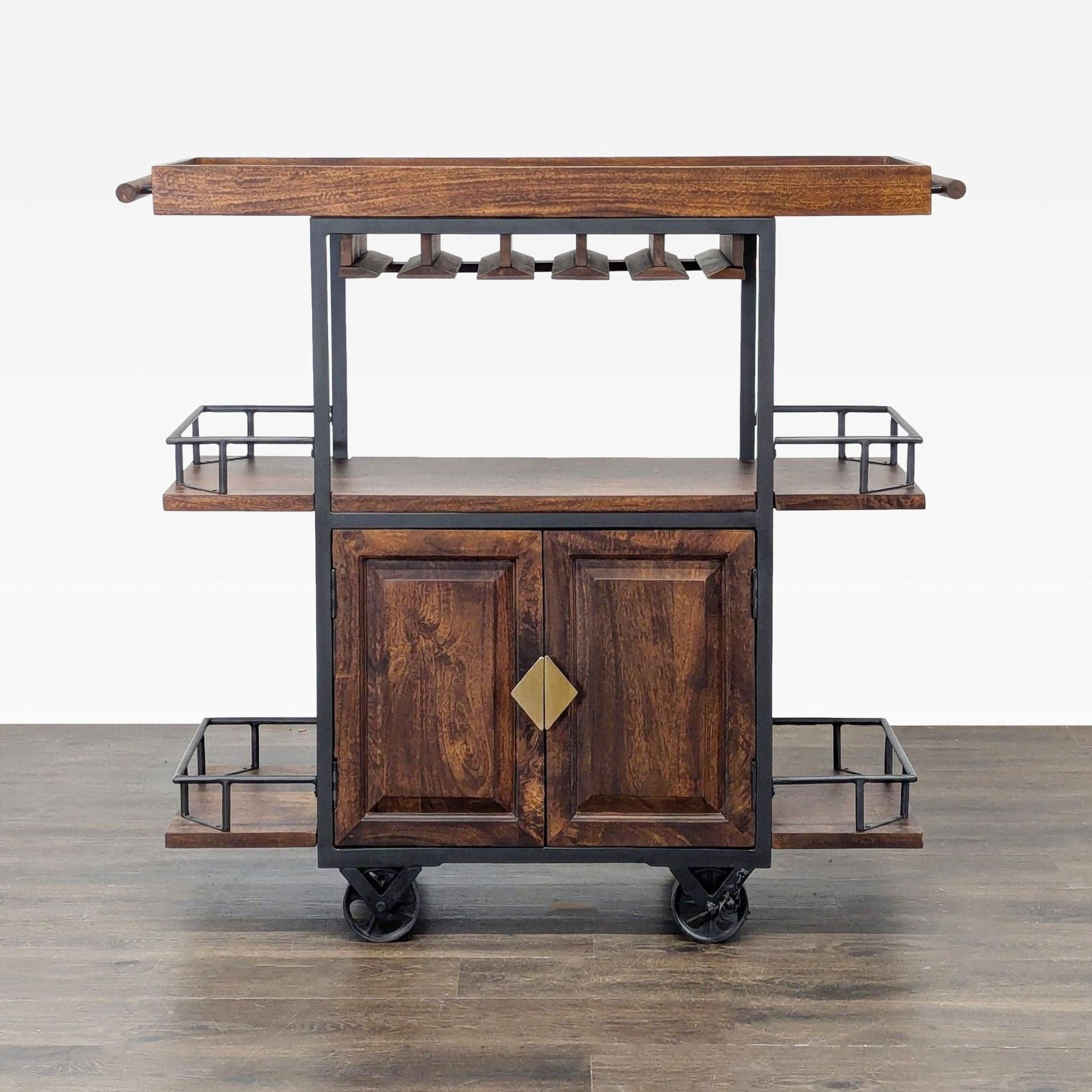 17 Stories Zamora Two Door Wine Bar Cart - Image 1