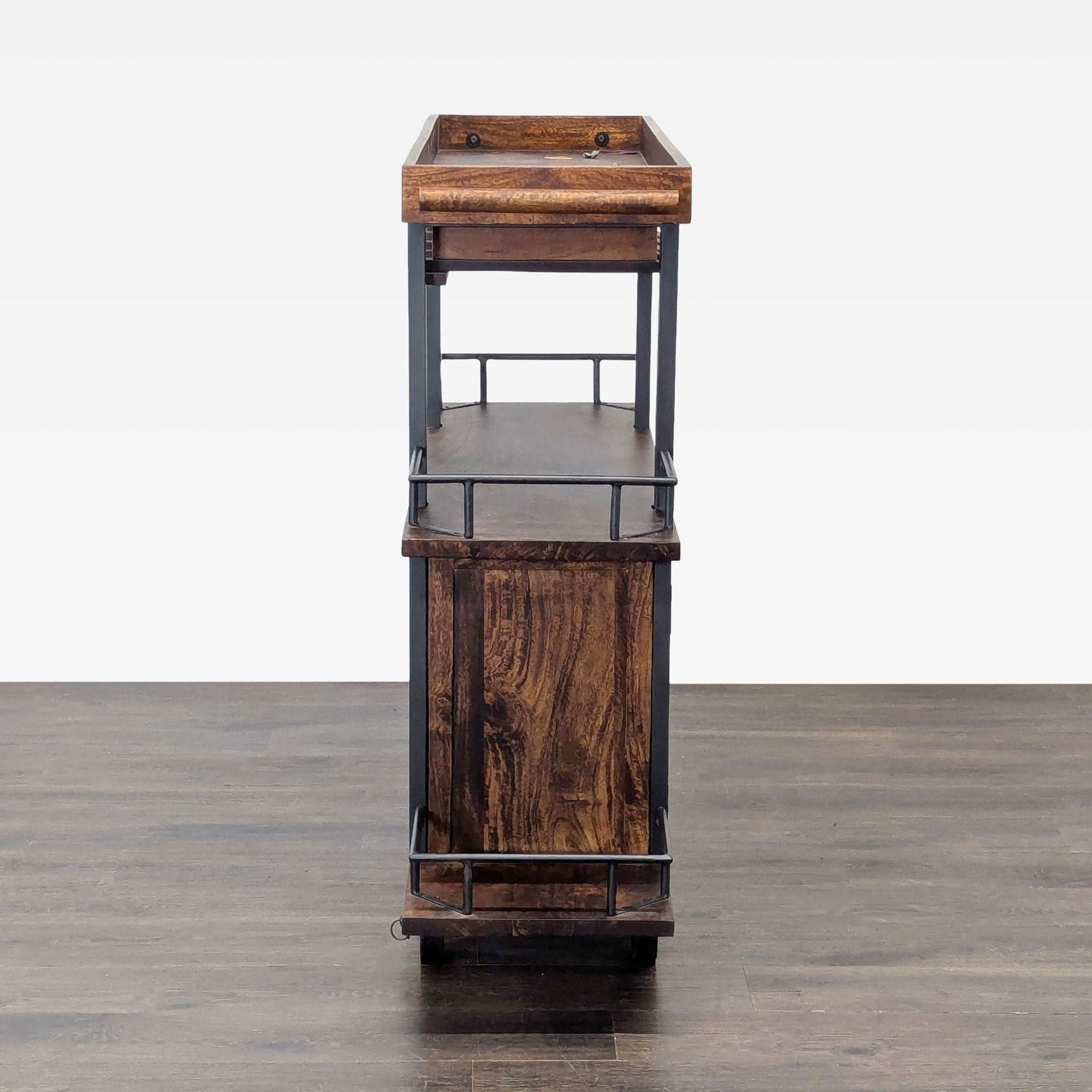 17 Stories Zamora Two Door Wine Bar Cart - Thumbnail 4