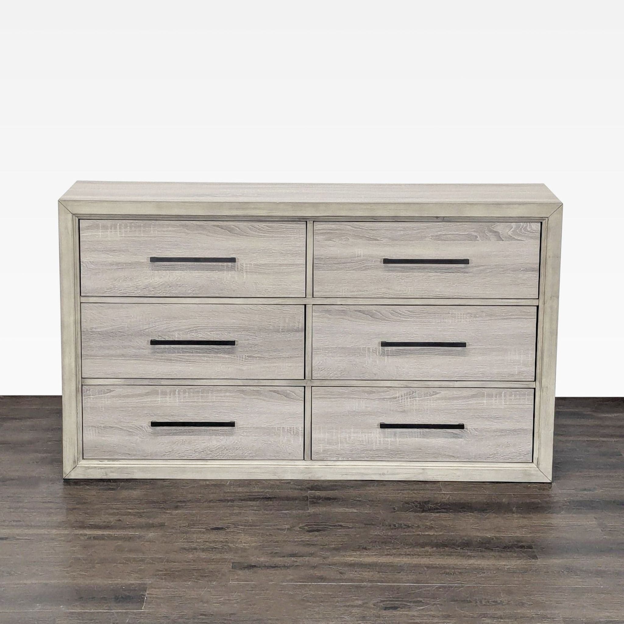 Home Meridian Modern 6-Drawer Dresser with Black Handles - Image 1