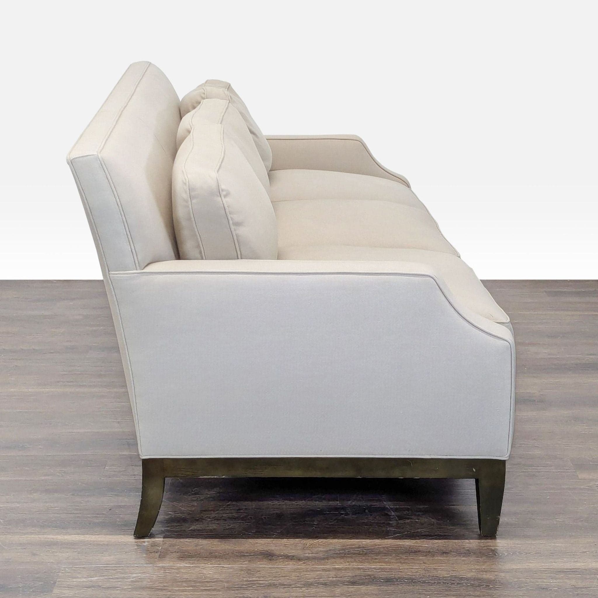 Modern 3-Seat Beige Sofa with Cushions and Sturdy Wooden Legs - Thumbnail 3