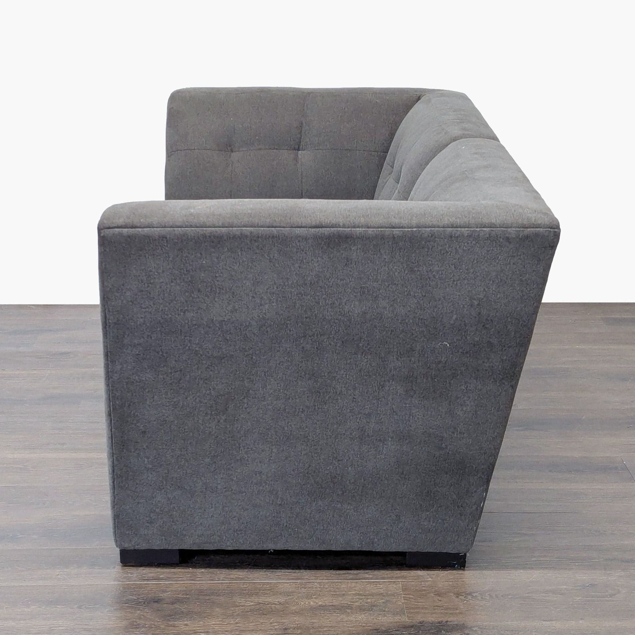 Modern Gray Fabric Loveseat with Tufted Cushions - Thumbnail 3