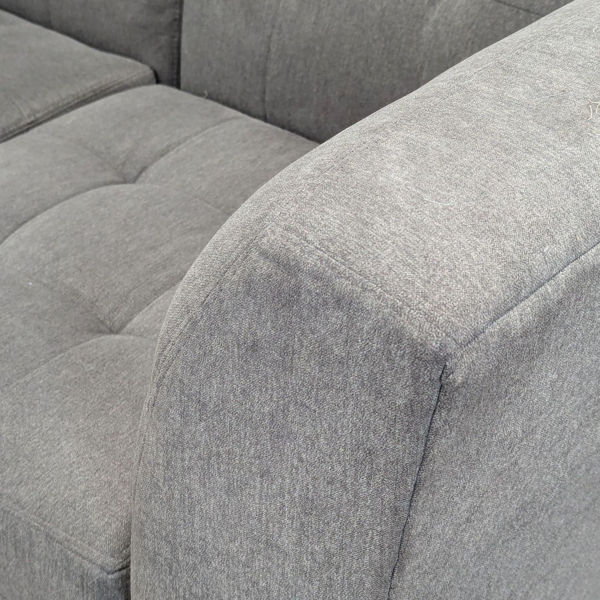 Modern Gray Fabric Loveseat with Tufted Cushions - Thumbnail 4