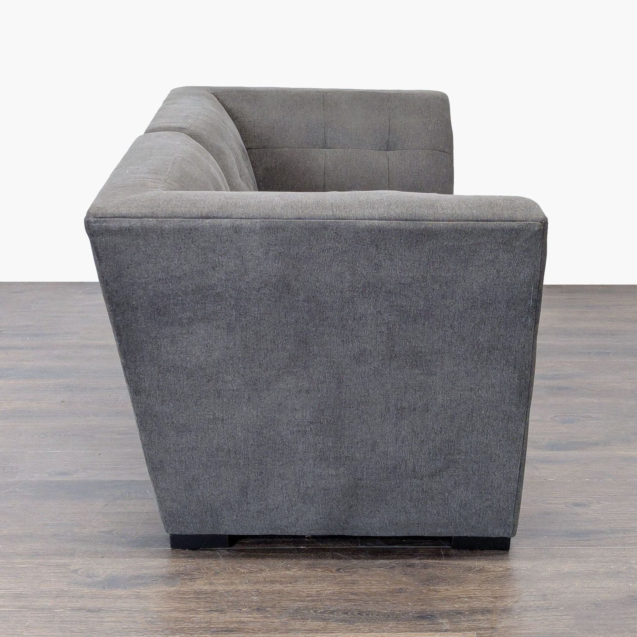 Modern Gray Fabric Loveseat with Tufted Cushions - Thumbnail 6