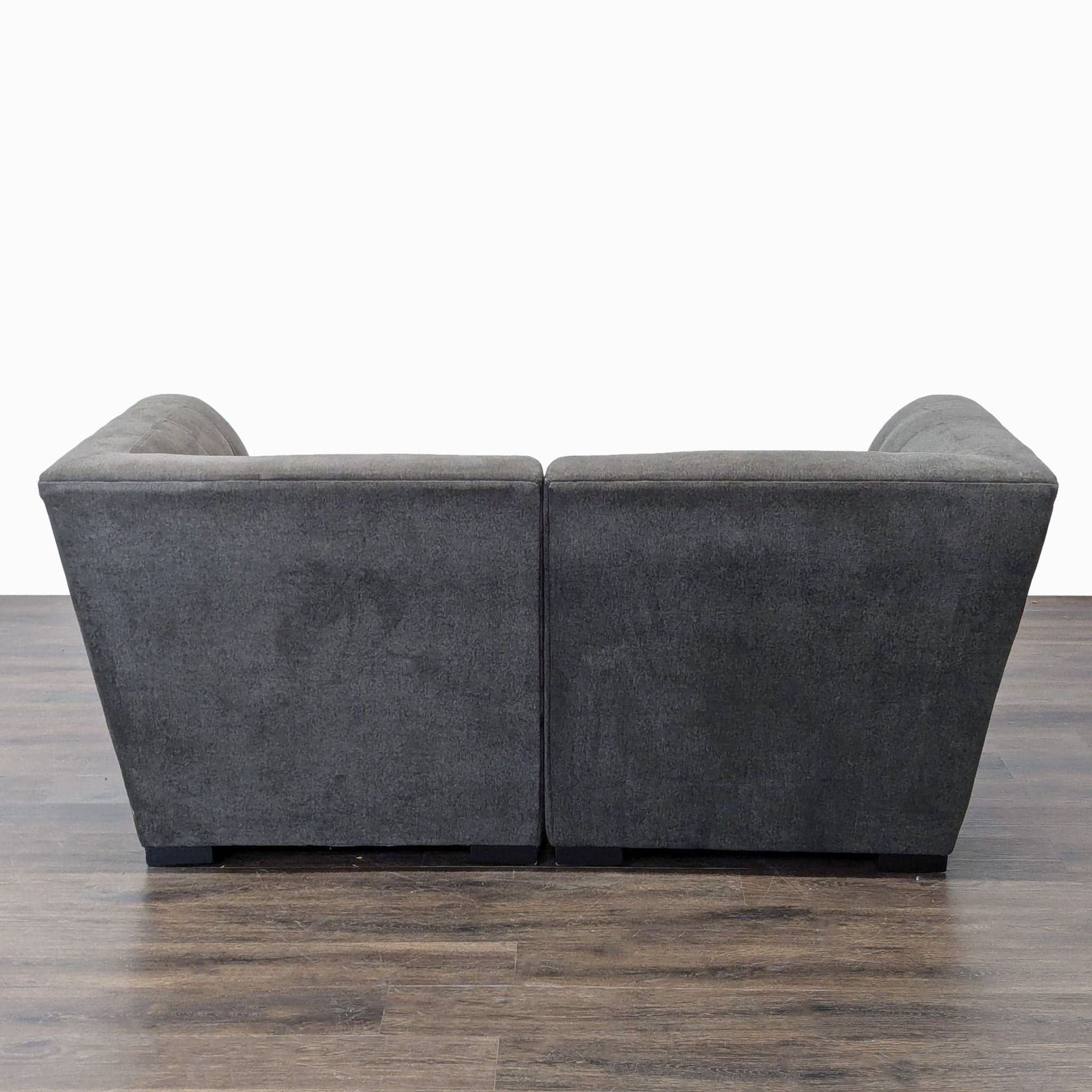 Modern Gray Fabric Loveseat with Tufted Cushions - Thumbnail 7